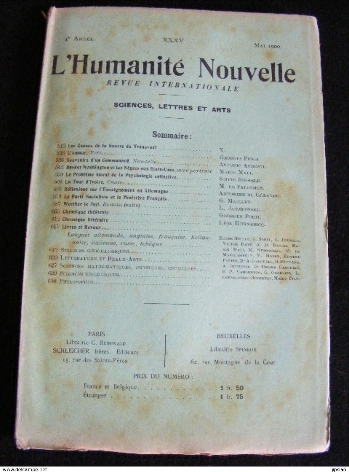 A Voir 50 Annonces Humanité Nouvelle Revue Internationale Littéraire Politique Tendance Anarchiste Ici N°35 Mai 1900 GAR - Revistas - Antes 1900