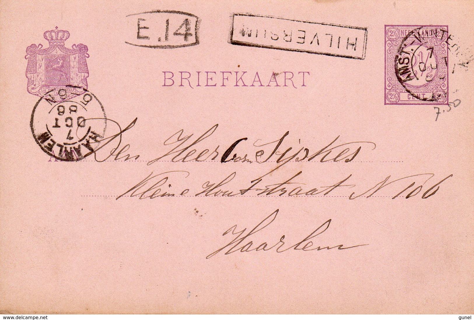 1886 Bk Met Haltestempel HILVERSUM En Treinstempel AMST:-WINTERSW:  Naar Haarlem - Poststempels/ Marcofilie