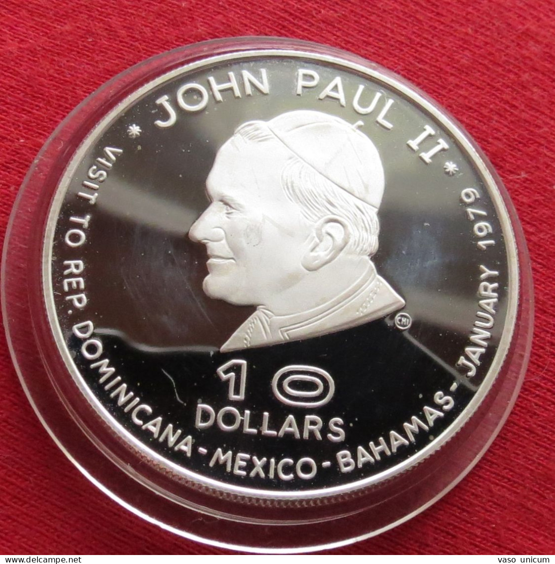 Dominica 10 $ 1978 Papa Visit Pope Paul John II Silver Proof - Andere - Amerika