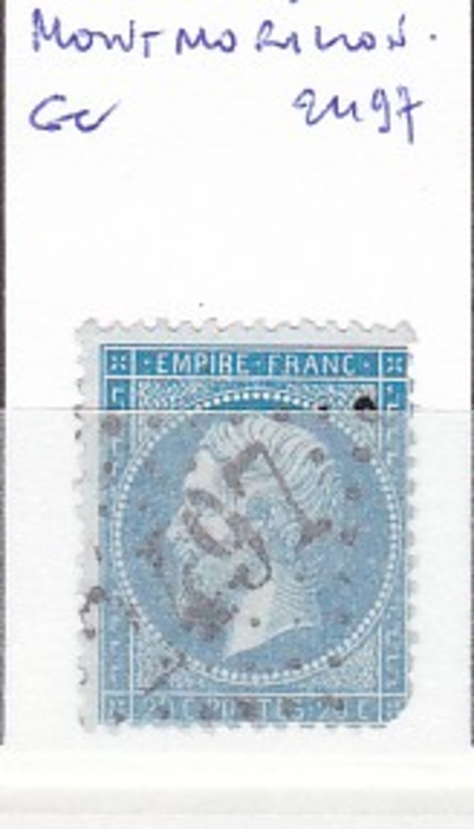 VIENNE - S/22 - 20c Napoleon III Bleu - Oblit  GC  2497  (  Montmorillon ) - Autres & Non Classés