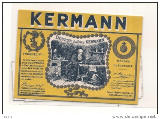 étiquette Parafinée  -  1920/50 - Kermann Jaune étiquette Flask - - Whisky