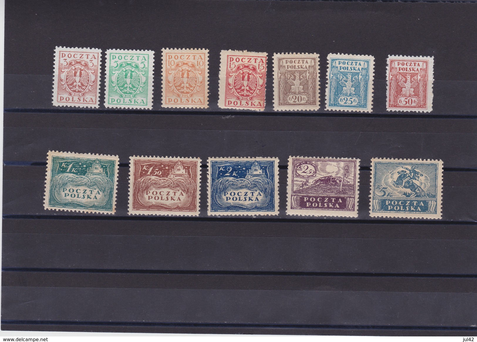 1919 Southern Poland Complete Eagle Set Mint Hinged, Michel 77/88  Scott 121/32, Yvert 184/95 - Ungebraucht