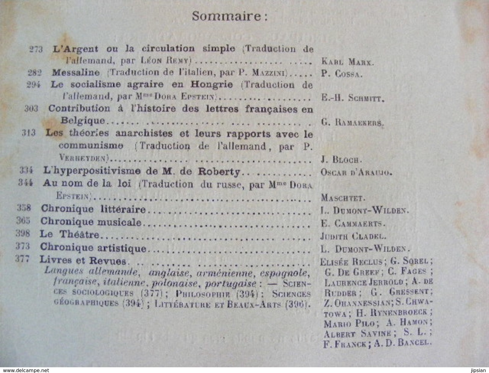 Revue Mars 1899 L' Humanité Nouvelle N° 21 Revue Internationale Littéraire Politique Tendance Anarchiste -- GAR - Revues Anciennes - Avant 1900