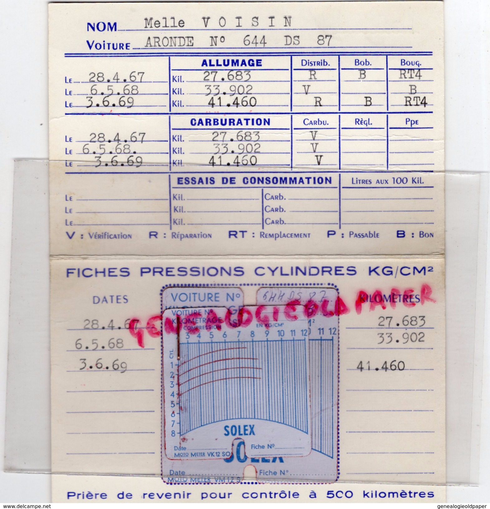 87 - LIMOGES - STATION TECHNIQUE OFFICIELLE SOLEX- CHABRELY BREUIL- 24 RUE HOCHE PLACE MARCEAU - VOITURE ARONDE - Cars