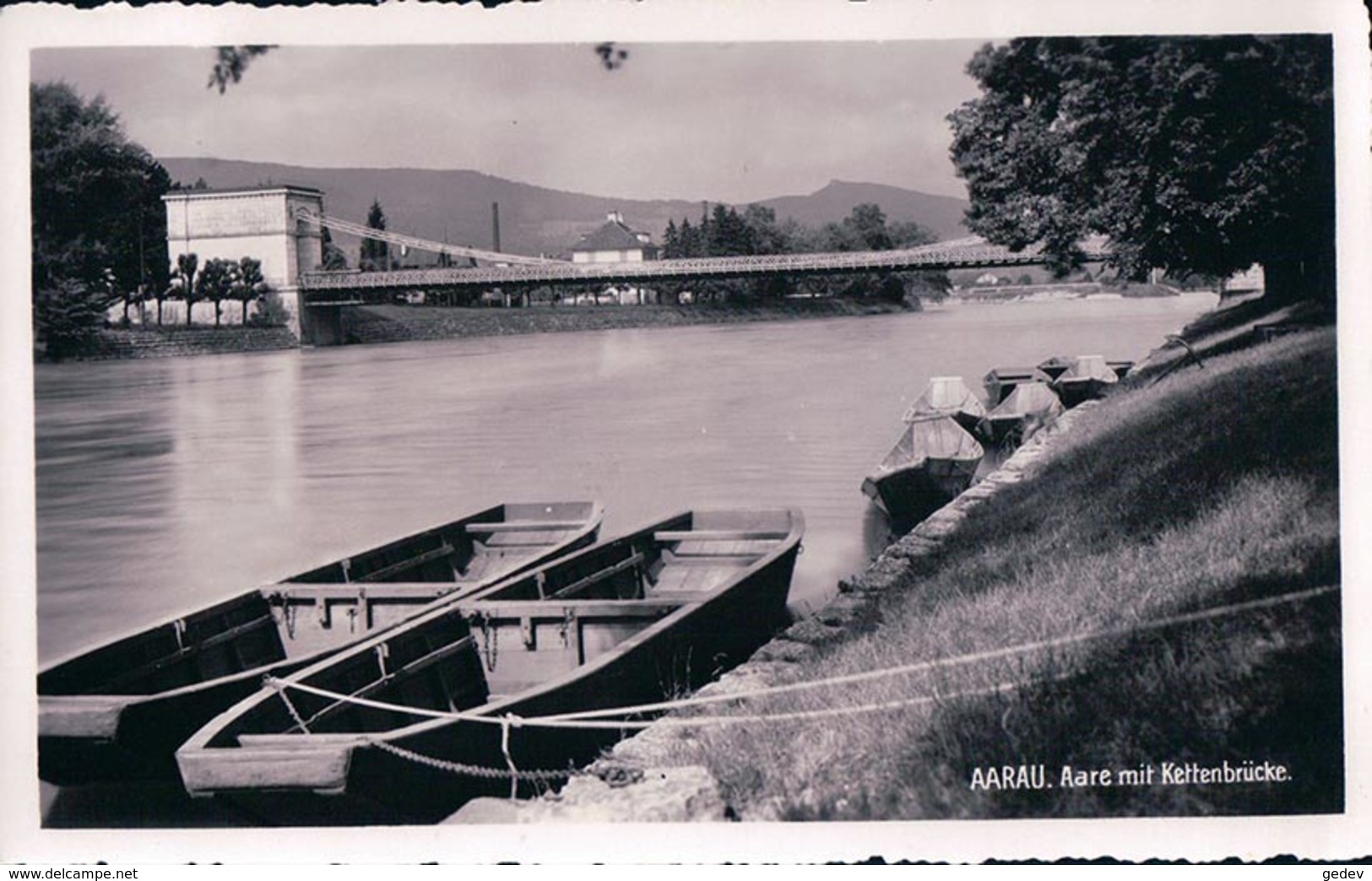 Aarau, Aare Mit Kettenbrücke, Barque (11140) - Aarau