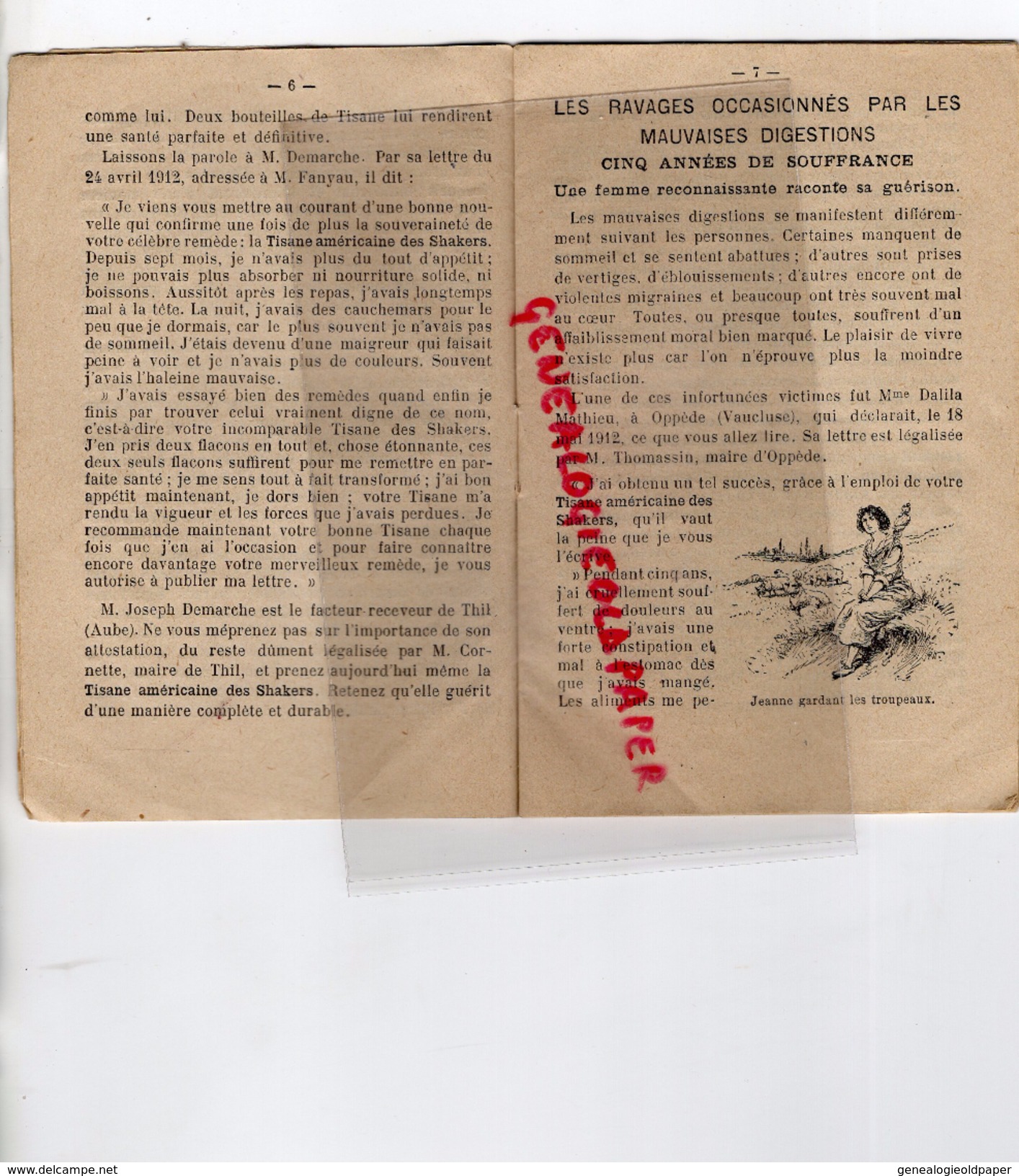 59 - LILLE - RARE CALENDRIER 1913- TISANE AMERICAINE DES SHAKERS M. FANYAU -PHARMACIEN PHARMACIE- JEANNE D' ARC - Grand Format : 1901-20