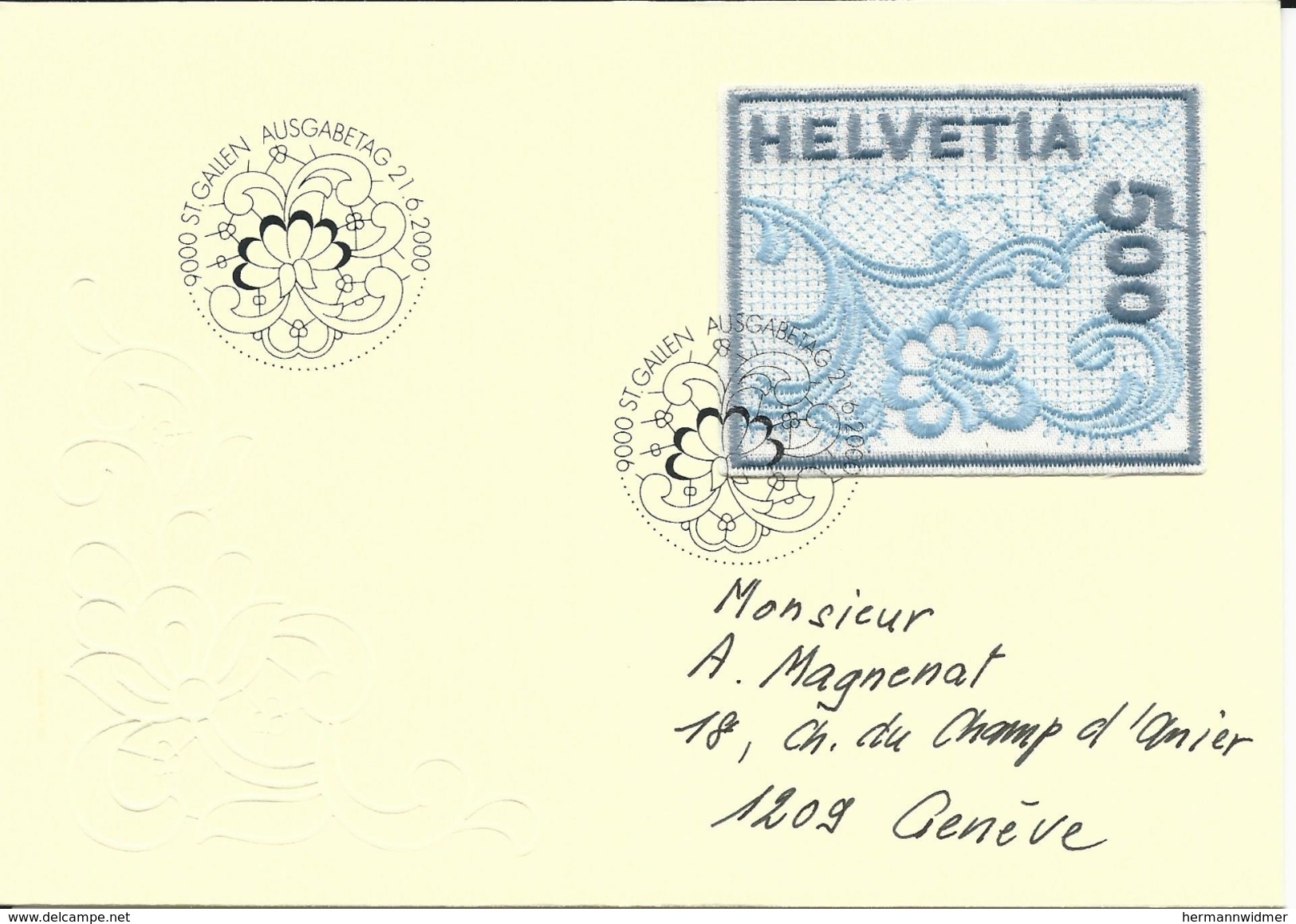 WI 294-297, Broderie De St-Gall, étoffe - FDC