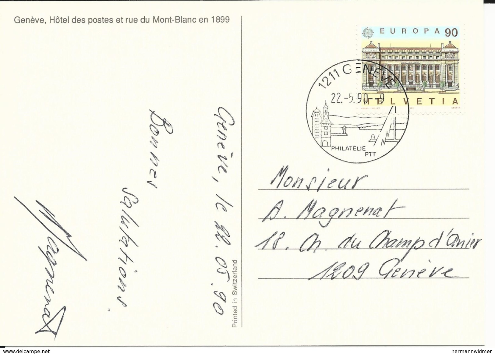 798, EUROPA, Bâtiment Postal, Verso Hôtel Des Postes Et Rue Mont-Blanc, Genève - FDC