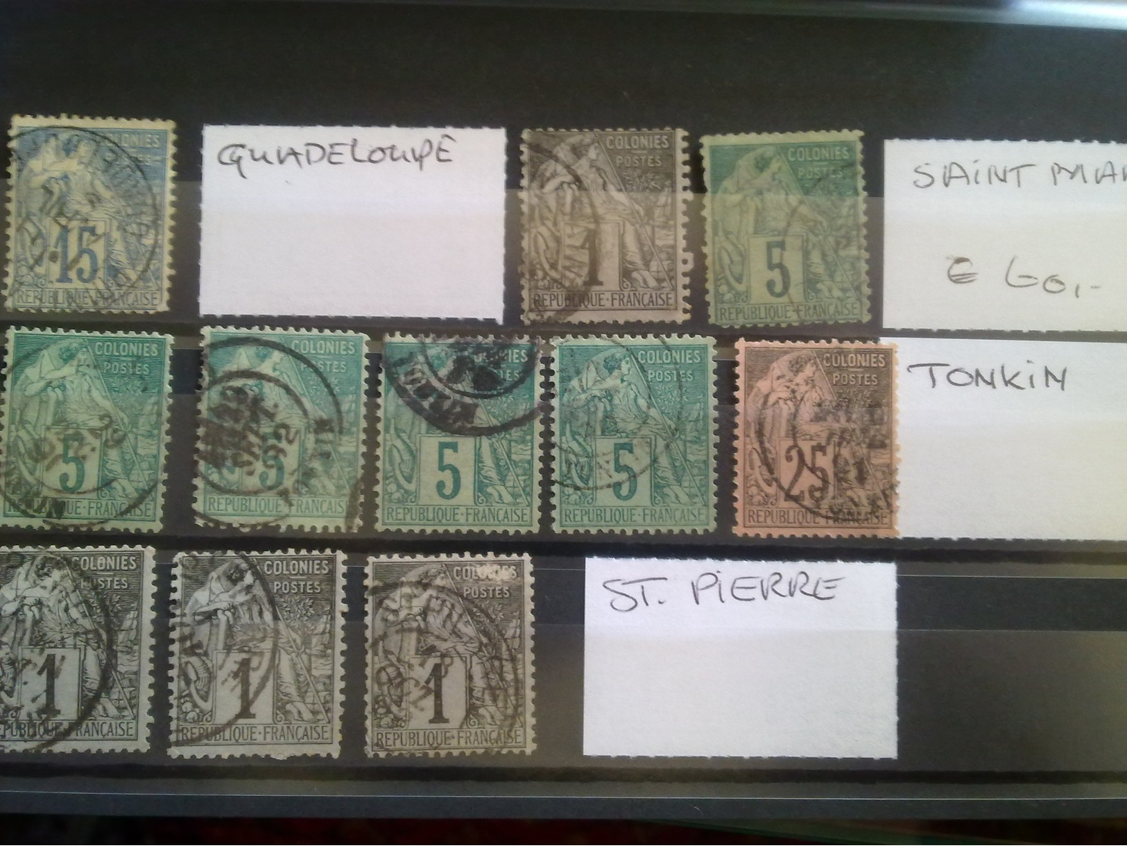 ËMISSIONS GÉNÉRALES OBL. TONKIN, ST. MARIE ETC BELLE LOT DE 11 TIMBRES. DEPART 1 EURO - Alphee Dubois