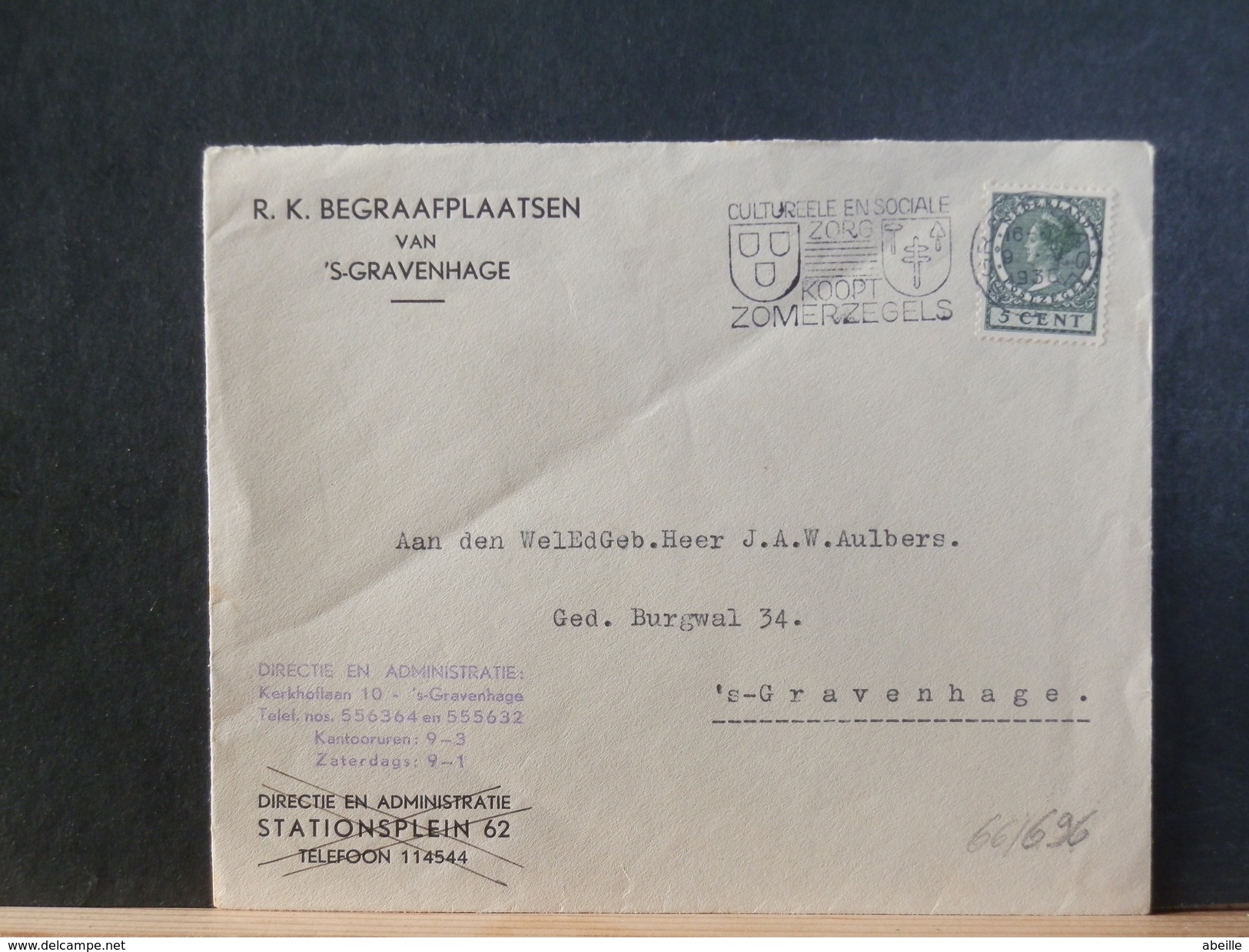 66/696   BRIEF    NED.   1930  MET VLAGSTEMPEL - Briefe U. Dokumente