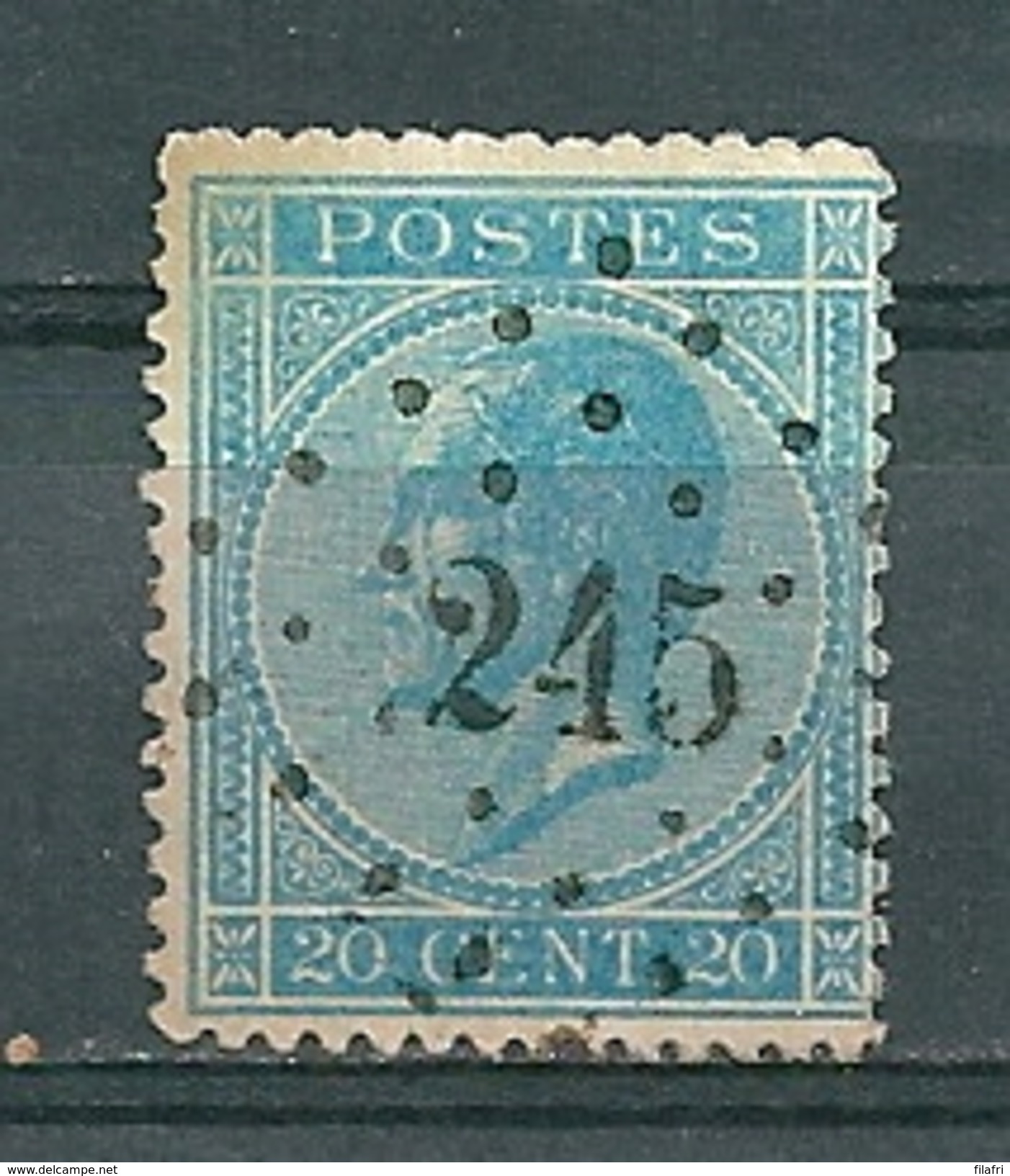 18 Gestempeld PT 245 MESSANCY - COBA 12,00 - 1865-1866 Profile Left
