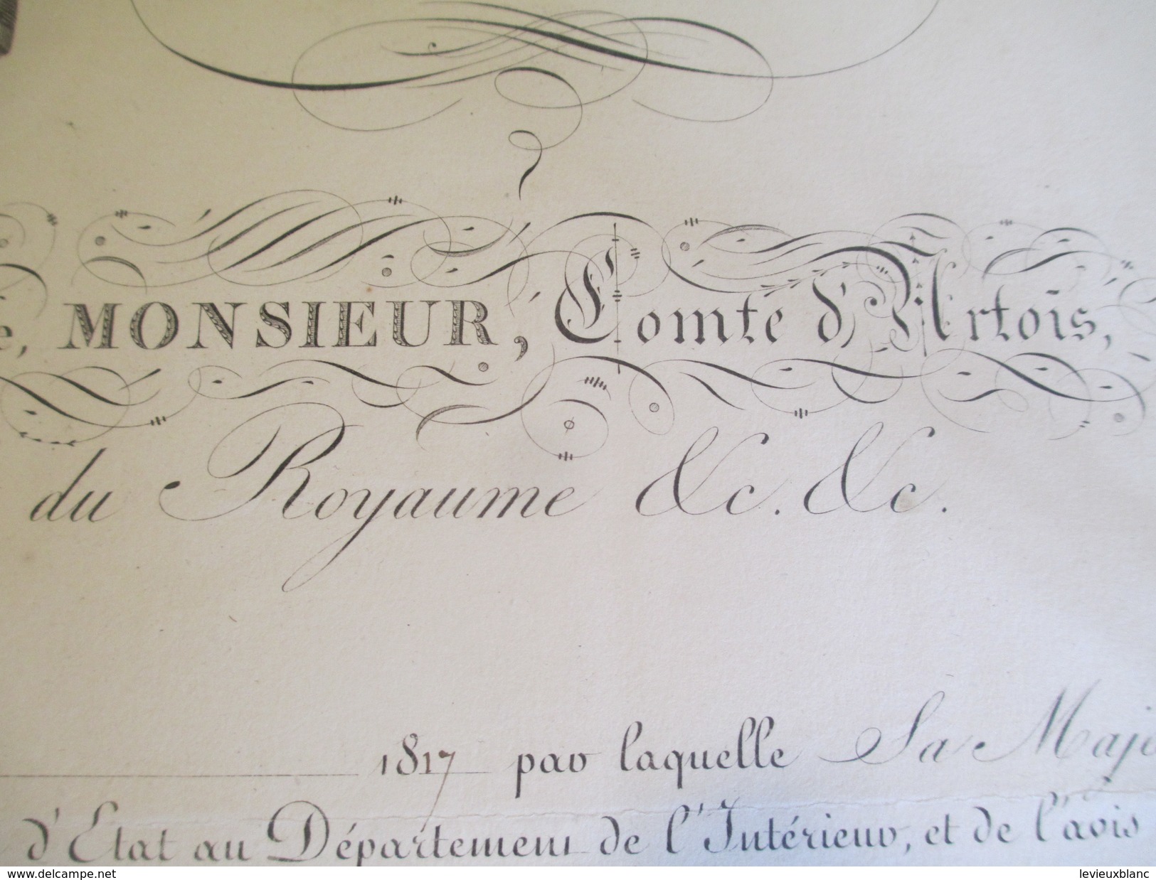 Brevet /Autographe/Charles Philippe De France,Comte D'Artois/Épernay Marne/Nomination/Hilaire/Chef Bataillon/1817 DIP208 - Diplômes & Bulletins Scolaires