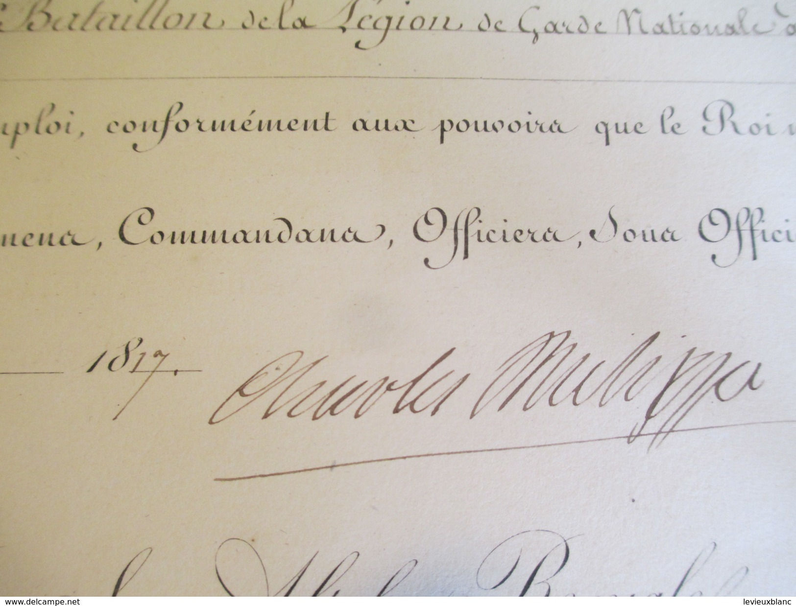 Brevet /Autographe/Charles Philippe De France,Comte D'Artois/Épernay Marne/Nomination/Hilaire/Chef Bataillon/1817 DIP208 - Diploma's En Schoolrapporten