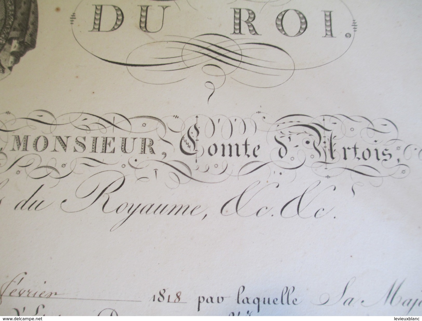 Brevet /Autographe/Charles Philippe De France,Comte D'Artois/Épernay Marne/Nomination/Hilaire/Lt Colonel/1818     DIP209 - Diploma & School Reports