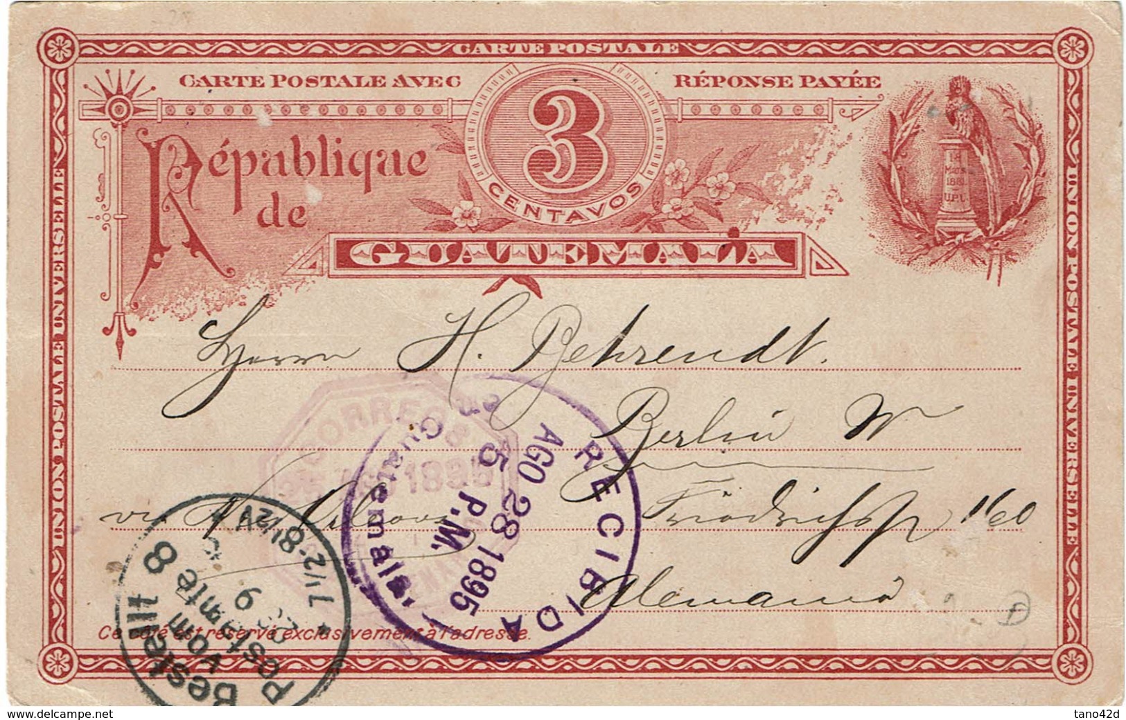 LBR38 - GUATEMALA EP CP CIRCULEE   AOÛT 1895 - Guatemala