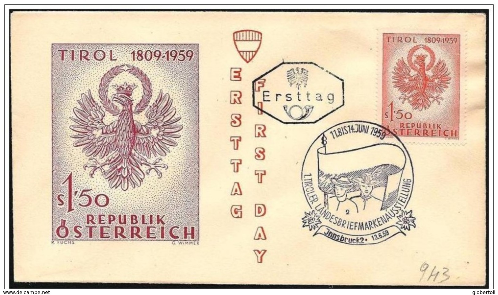 Austria/Autriche: FDC, Bandiera, Flag, Drapeau, Aquila Araldica, Heraldic Eagle, Aigle Héraldique - Enveloppes