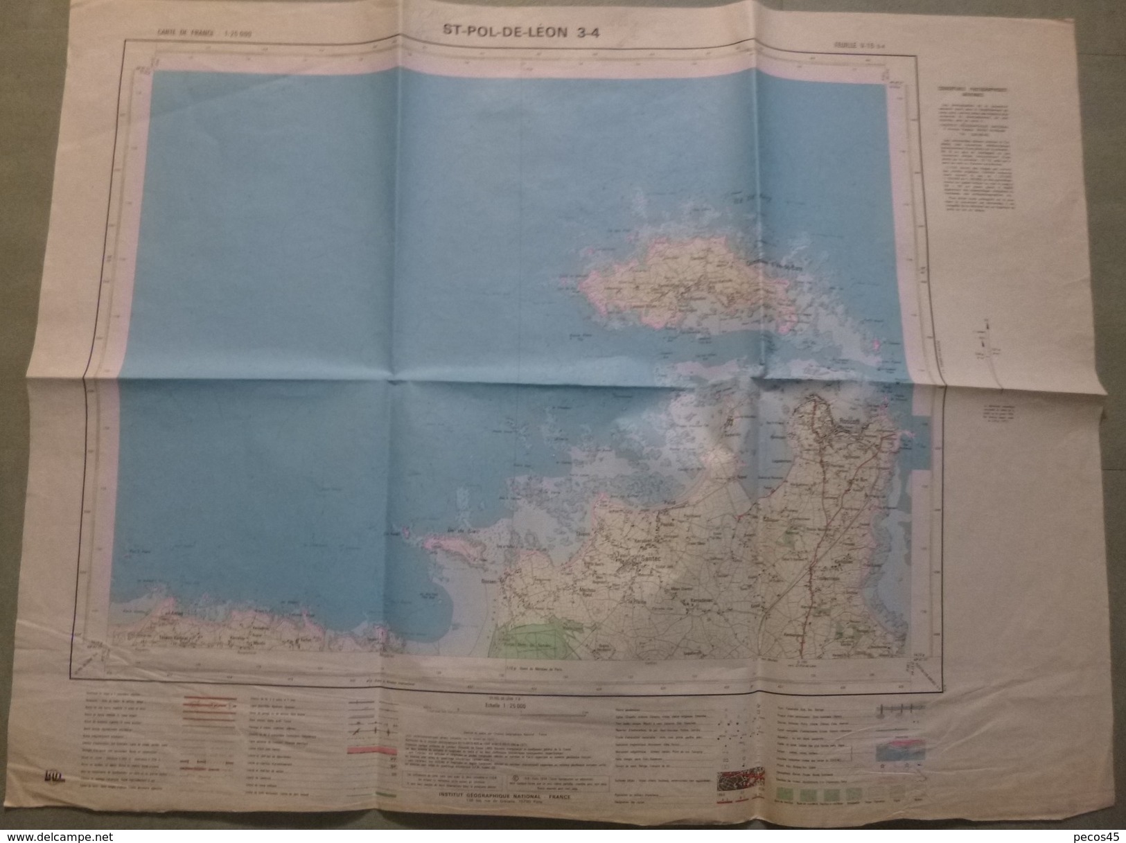 Carte I.G.N. : St-POL-de-LEON N° 3-4 - 1 / 25 000ème - 1974. - Cartes Topographiques