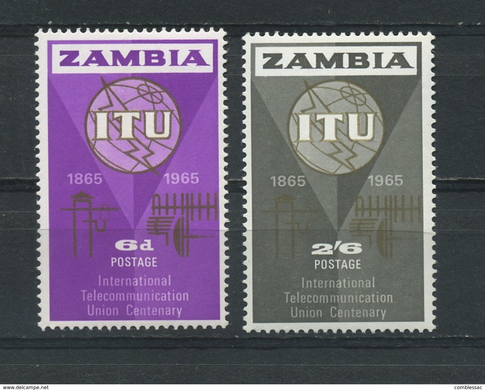 ZAMBIA    1965    I T U  Centenary    Set  Of  2    MH - Zambia (1965-...)