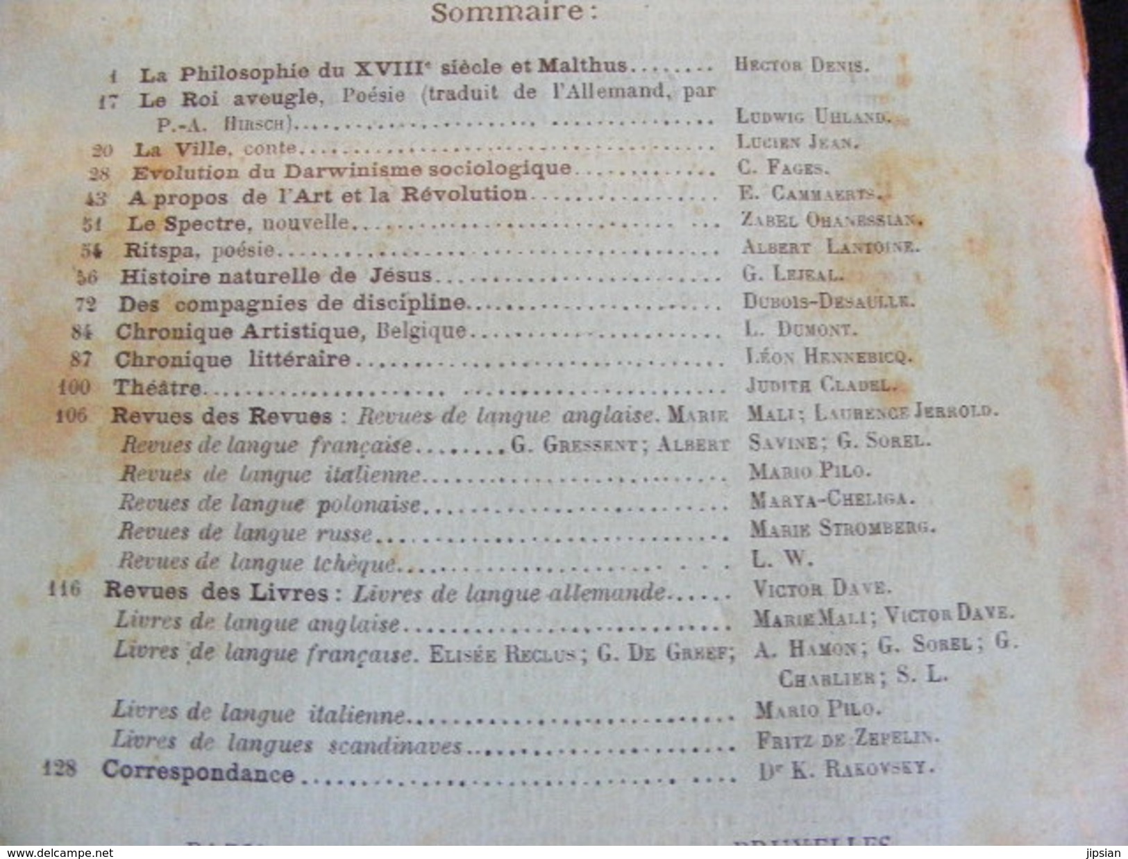 Revue Janvier 1899 L' Humanité Nouvelle N° 19 Revue Internationale Littéraire Politique Tendance Anarchiste -- GAR - Revistas - Antes 1900