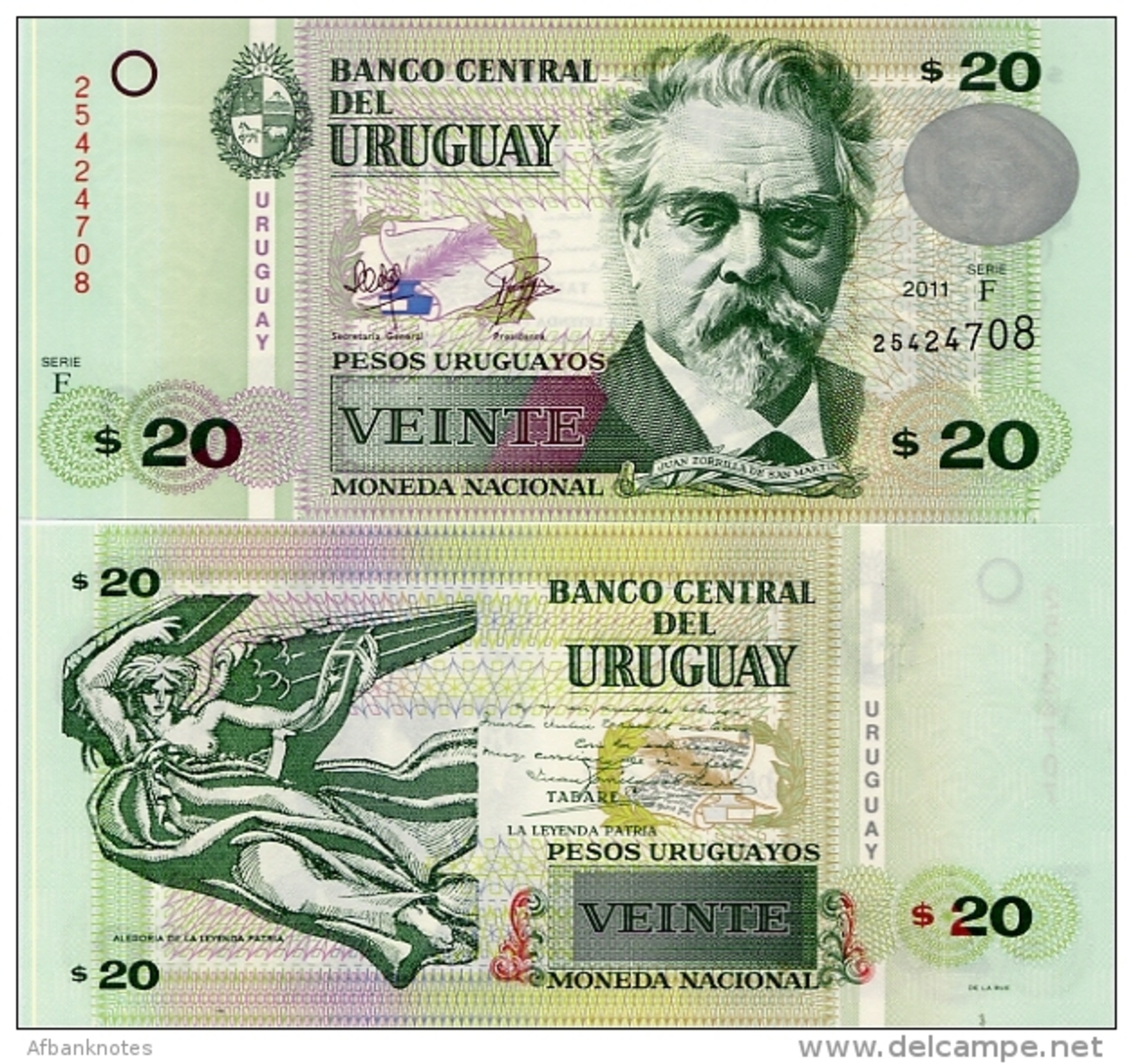 URUGUAY      20 Pesos Urug.    P-86b       2011       UNC - Uruguay