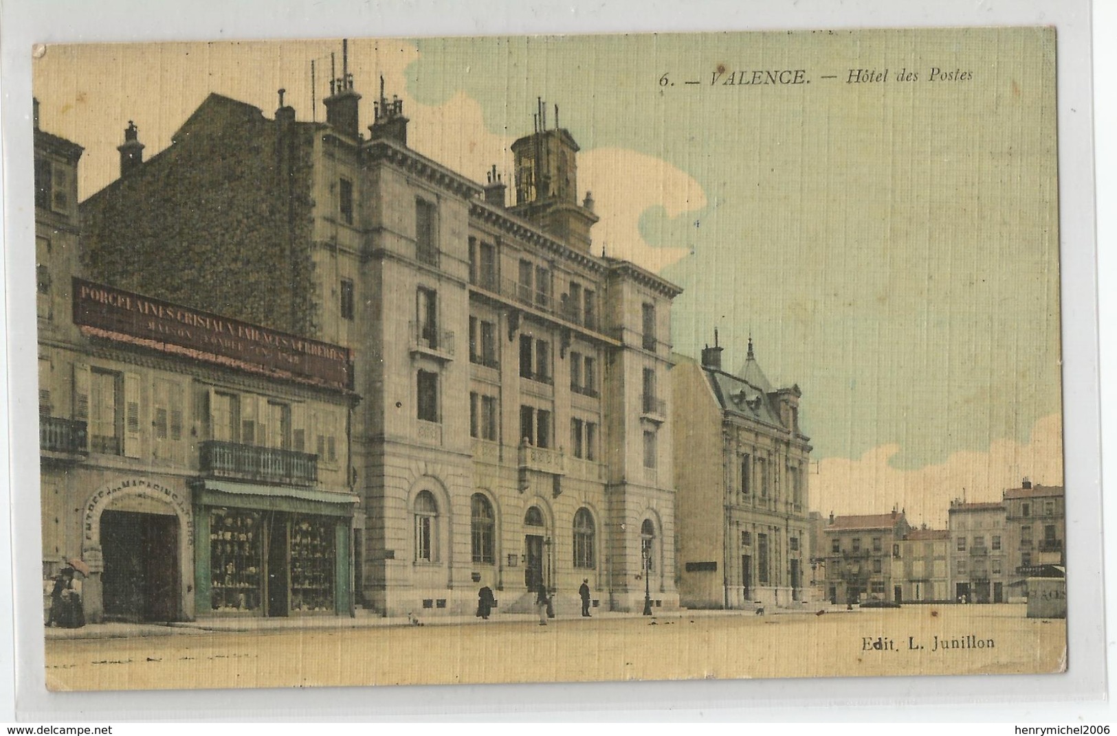 26 Drome Valence Hotel Des Postes Manufacture Porcelaines 1914 Carte Toilée - Valence