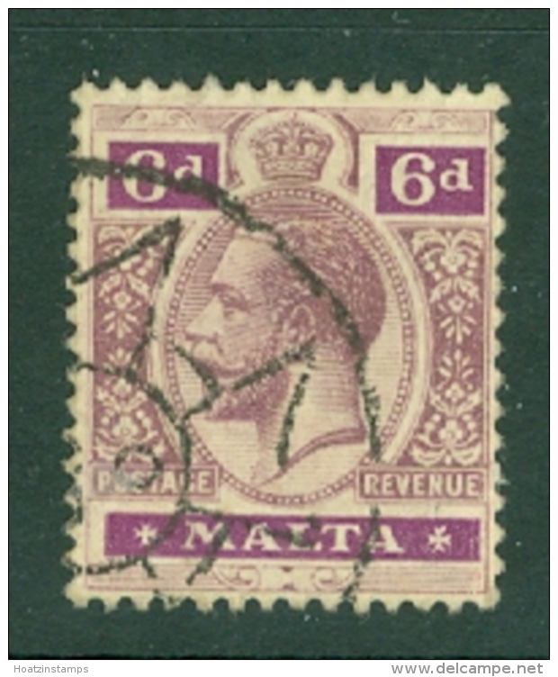 Malta: 1914/21   KGV   SG80    6d   Dull &amp; Bright Purple  Used - Malta (...-1964)