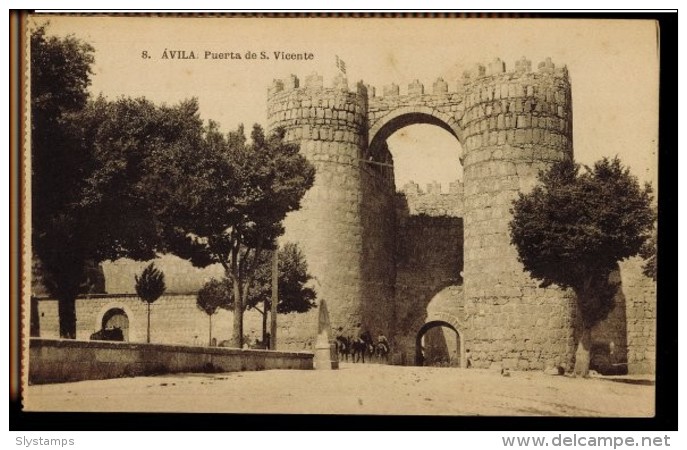 CPA ESPAGNE AVILA N°8 PUERTA DE S. VICENTE ANIMEE FOTOTIPIA DE HAUSER Y MENET MADRID - Ávila