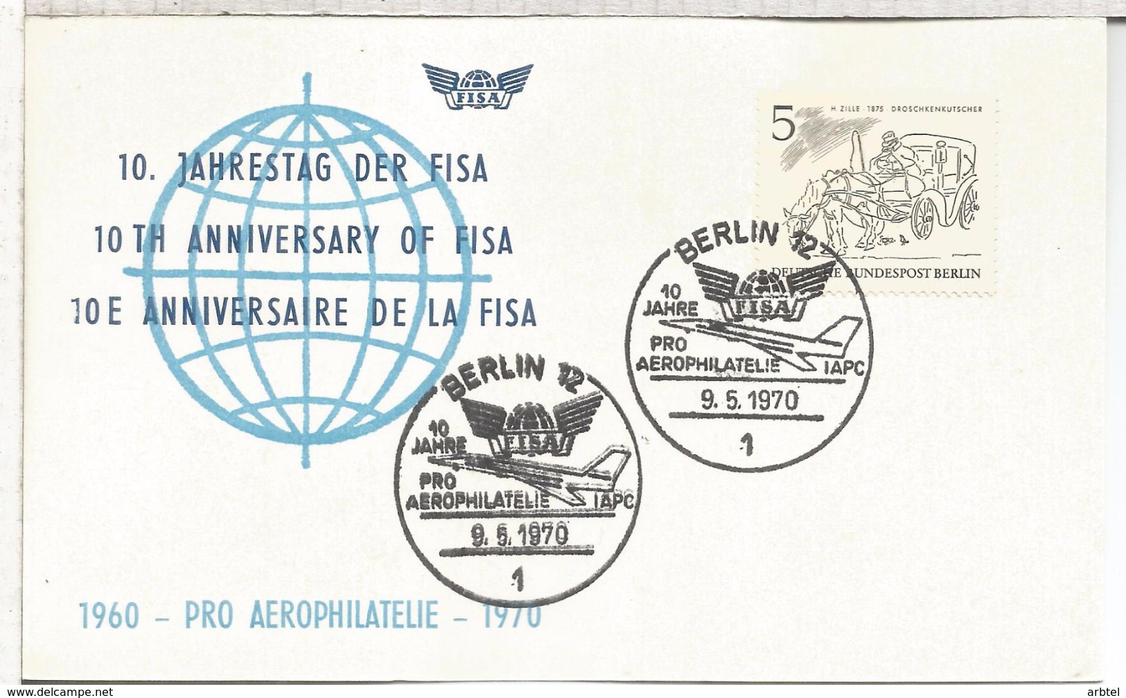 ALEMANIA BERLIN 1970 AEROPHILATELIE AVION - Flugzeuge