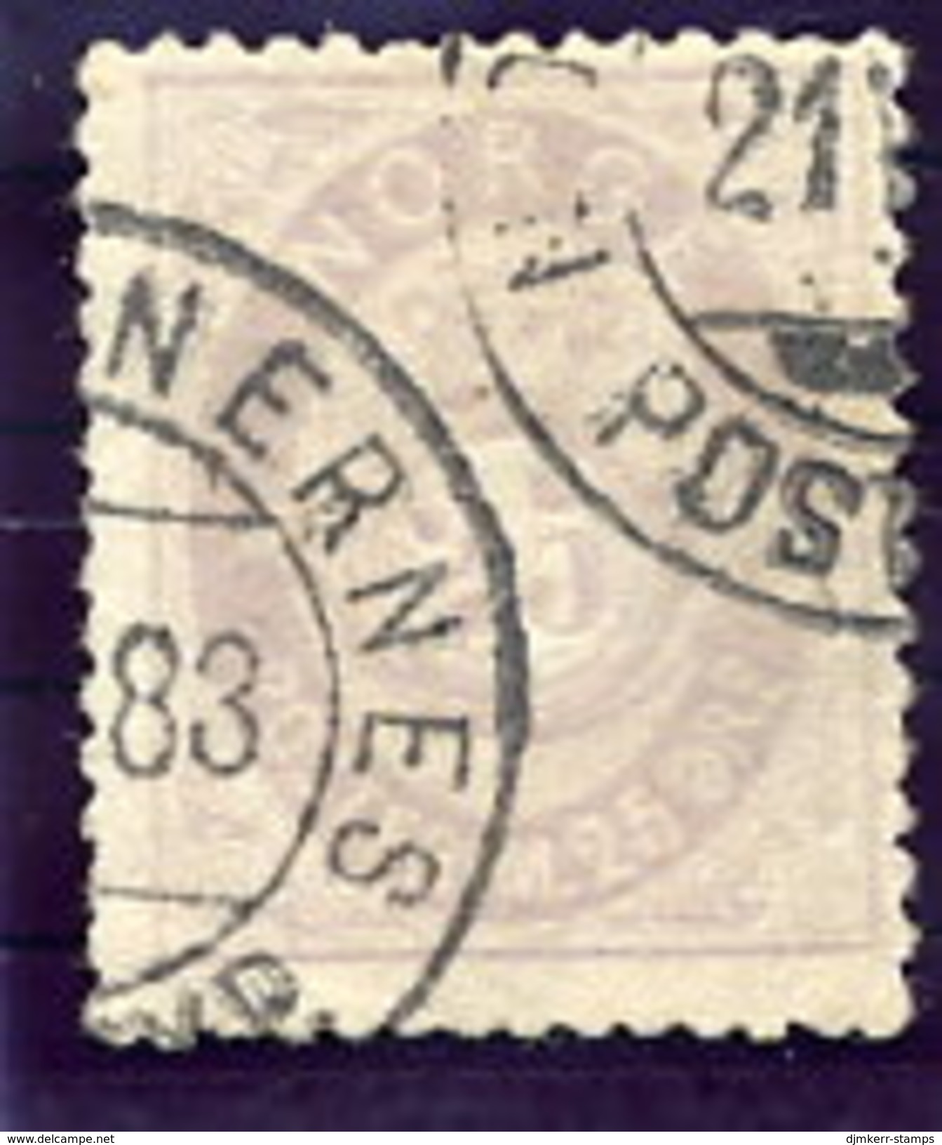 NORWAY 1877 Posthorn 25 Øre Used.  Michel 28 - Gebraucht