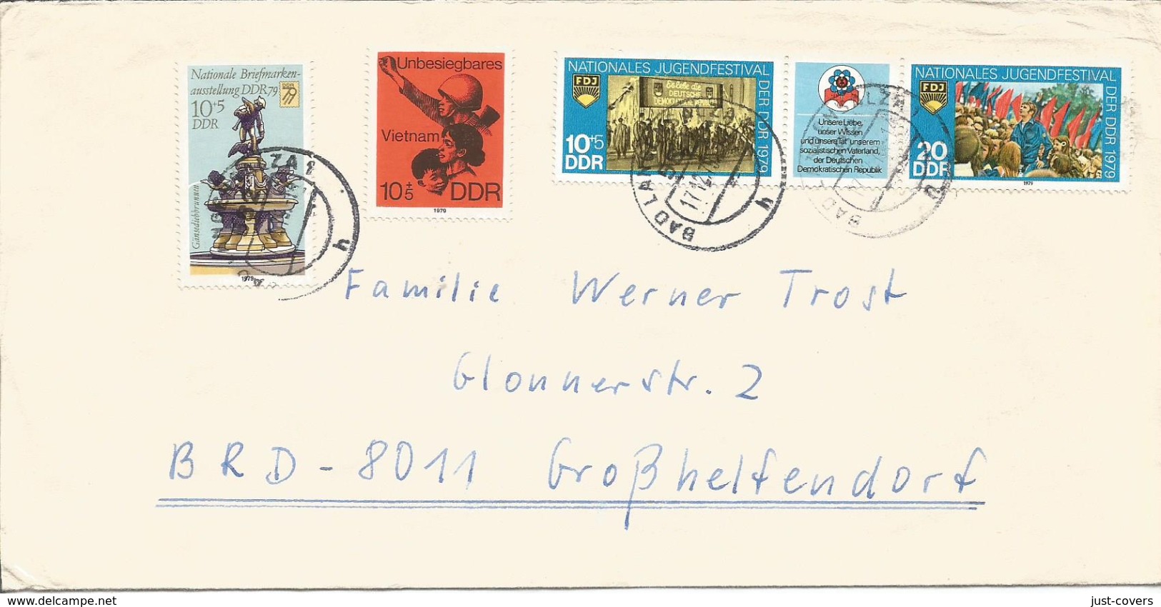 German Democratic Republic DDR Michel # 2463, 2441, 2426-2427 With Label (W Zd 412)..................................fb3 - Briefe U. Dokumente