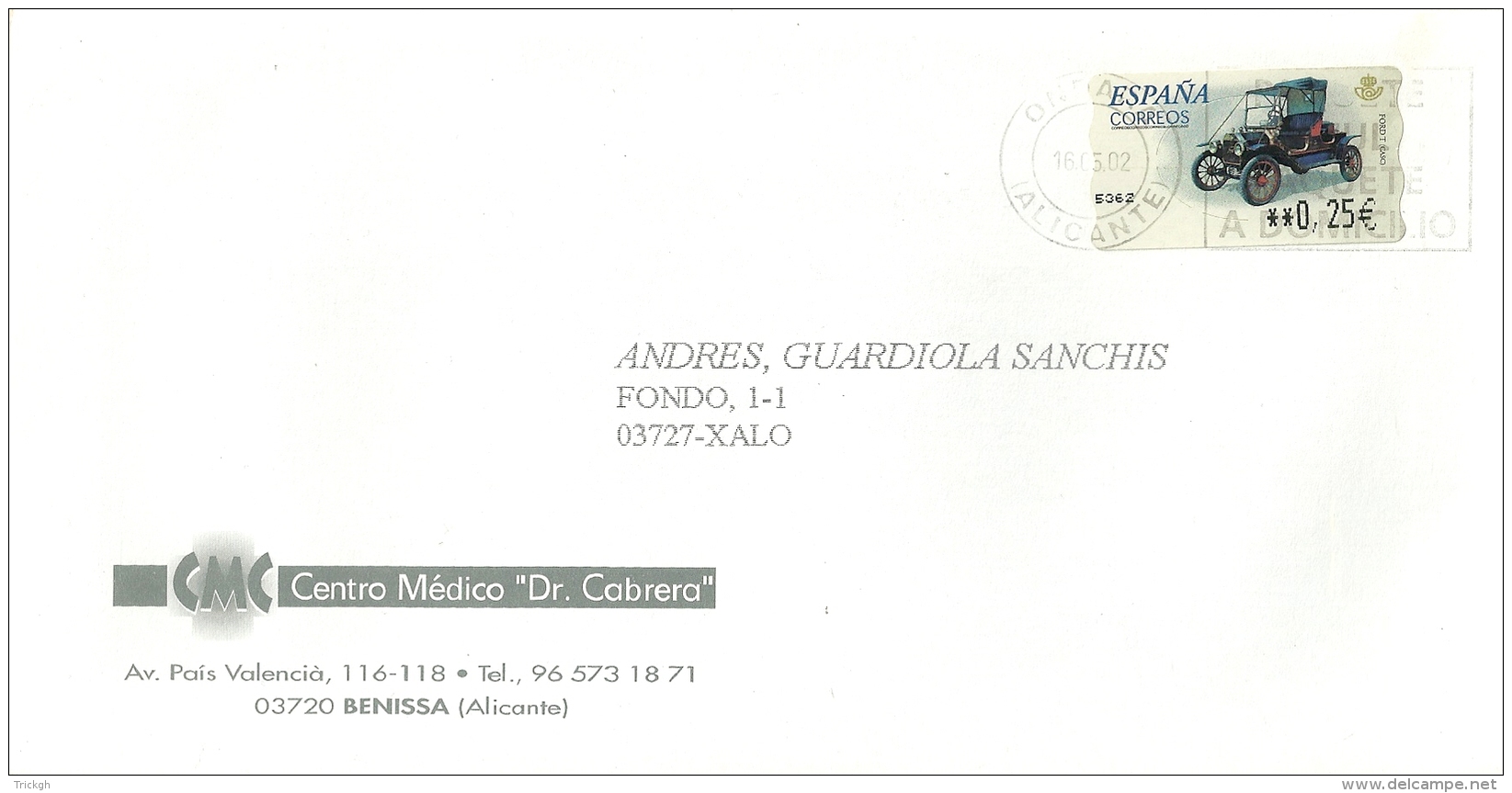 Espana ATM 2002 Ondara Alicante  Benissa &gt;&gt; Xalo / Auto Car - Lettres & Documents