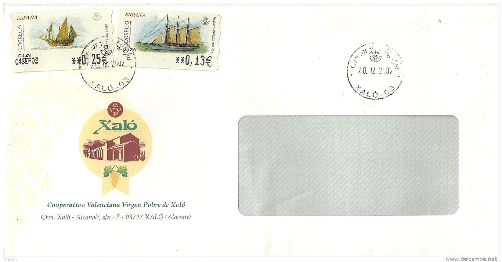 Espana ATM 2002 Xalo  Alacant / Bateau Ship - Lettres & Documents