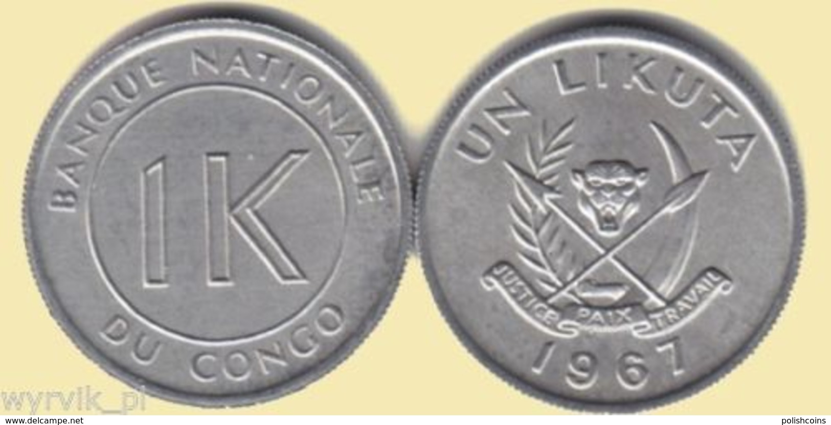 CONGO Kongo 1967 1 Un Likuta UNC - Congo (República Democrática 1998)