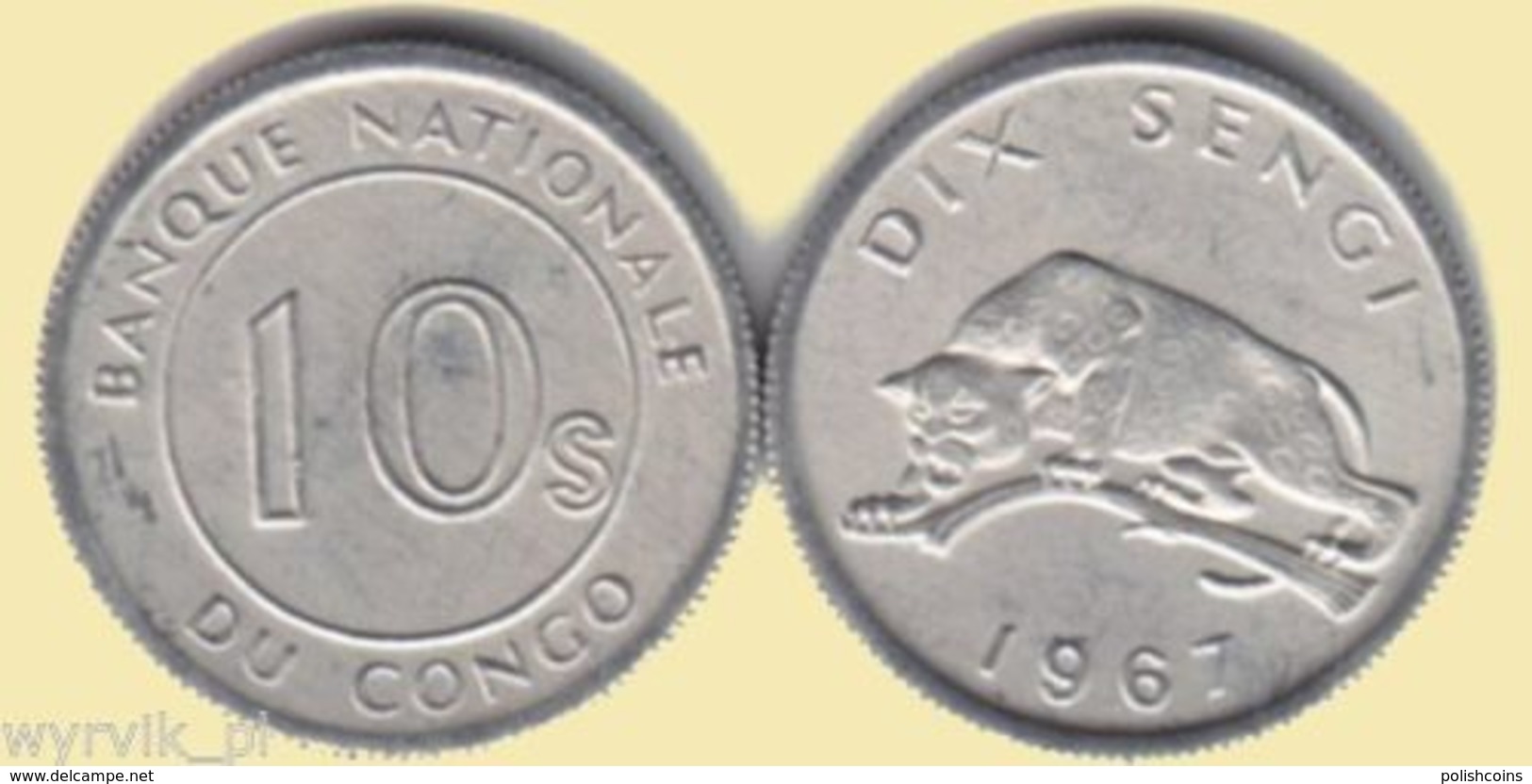 CONGO Kongo 1967 10 Dix Sengi Leopard UNC - Congo (República Democrática 1998)