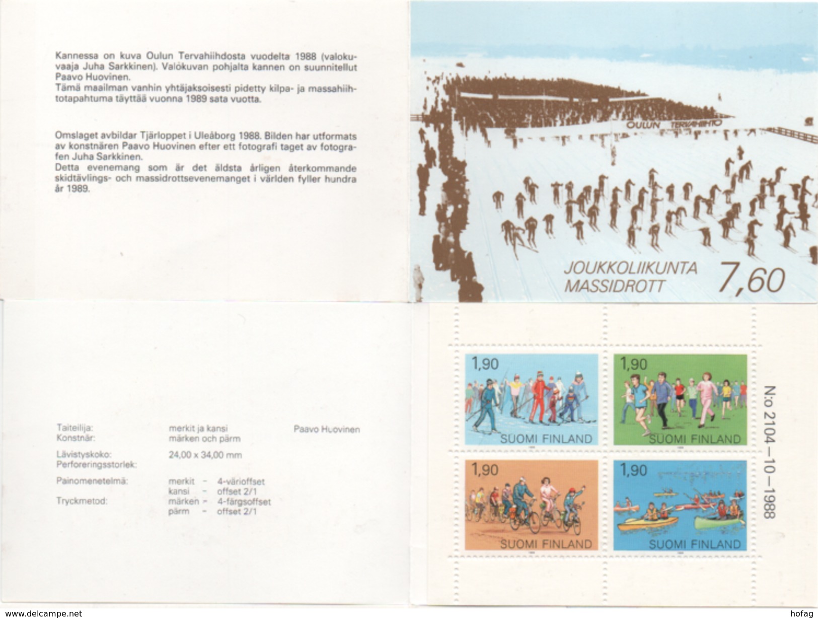Finnland 1989 MH 24 "Breitensport", Postfrisch; Booklet "popular Sports" MNH - Booklets