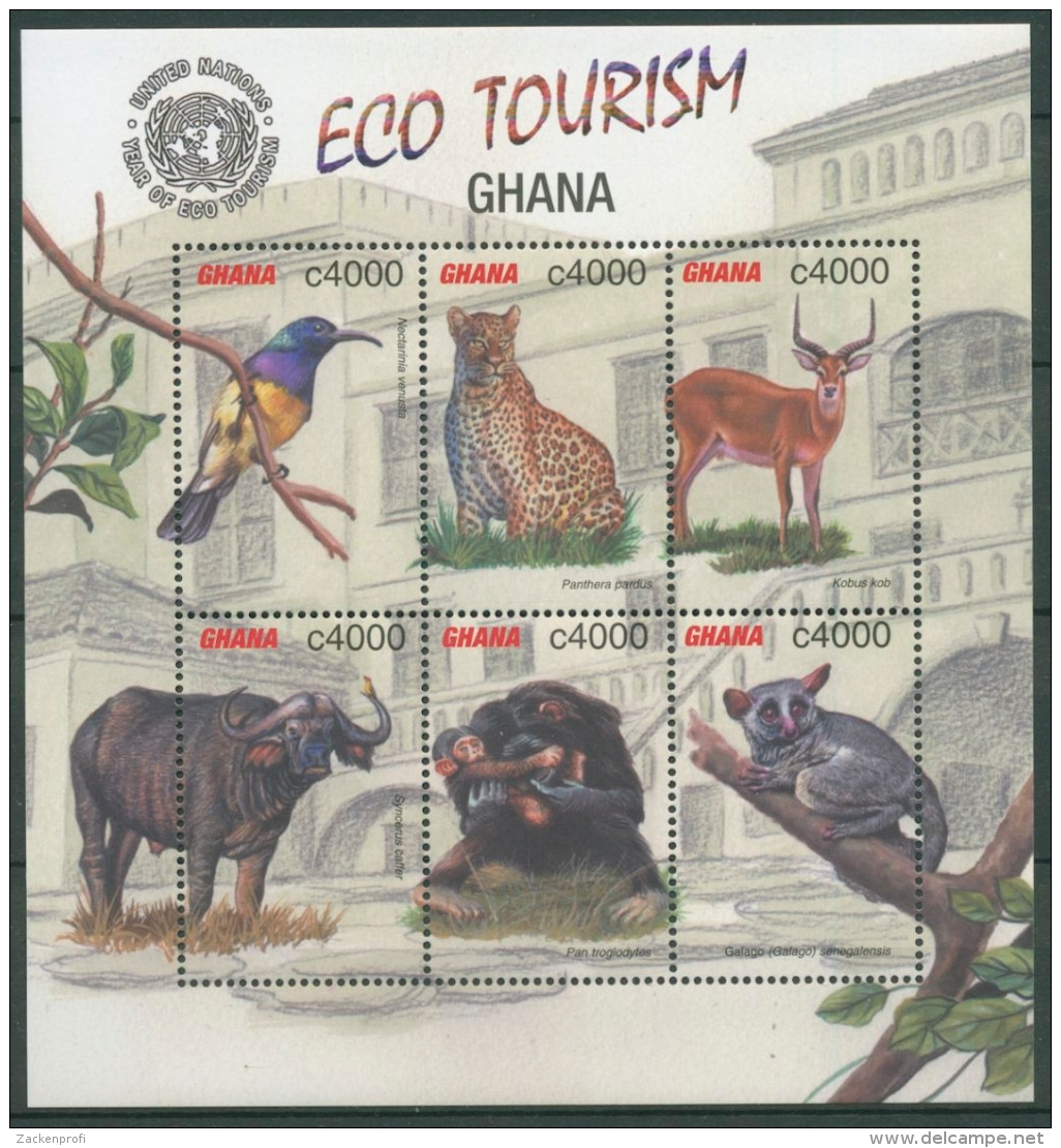 Ghana 2002 Öko-Tourismus Büffel Schimpanse 3449/54 K Postfrisch (C23975) - Ghana (1957-...)