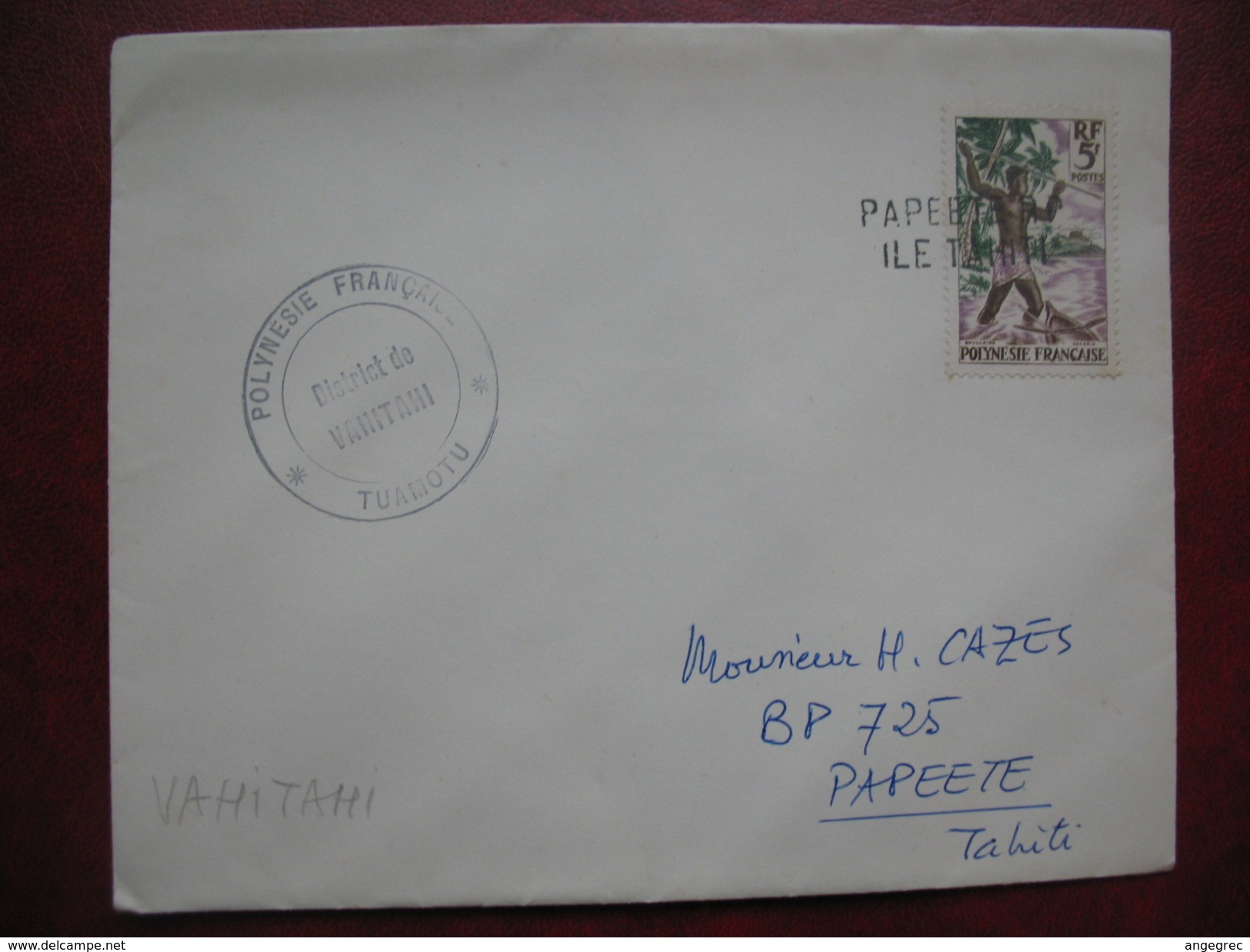 Lettre Polynesie Cachet Administratif Du District De Vahitahi Griffe Papeete Arrivée Au Dos 1964 - Lettres & Documents