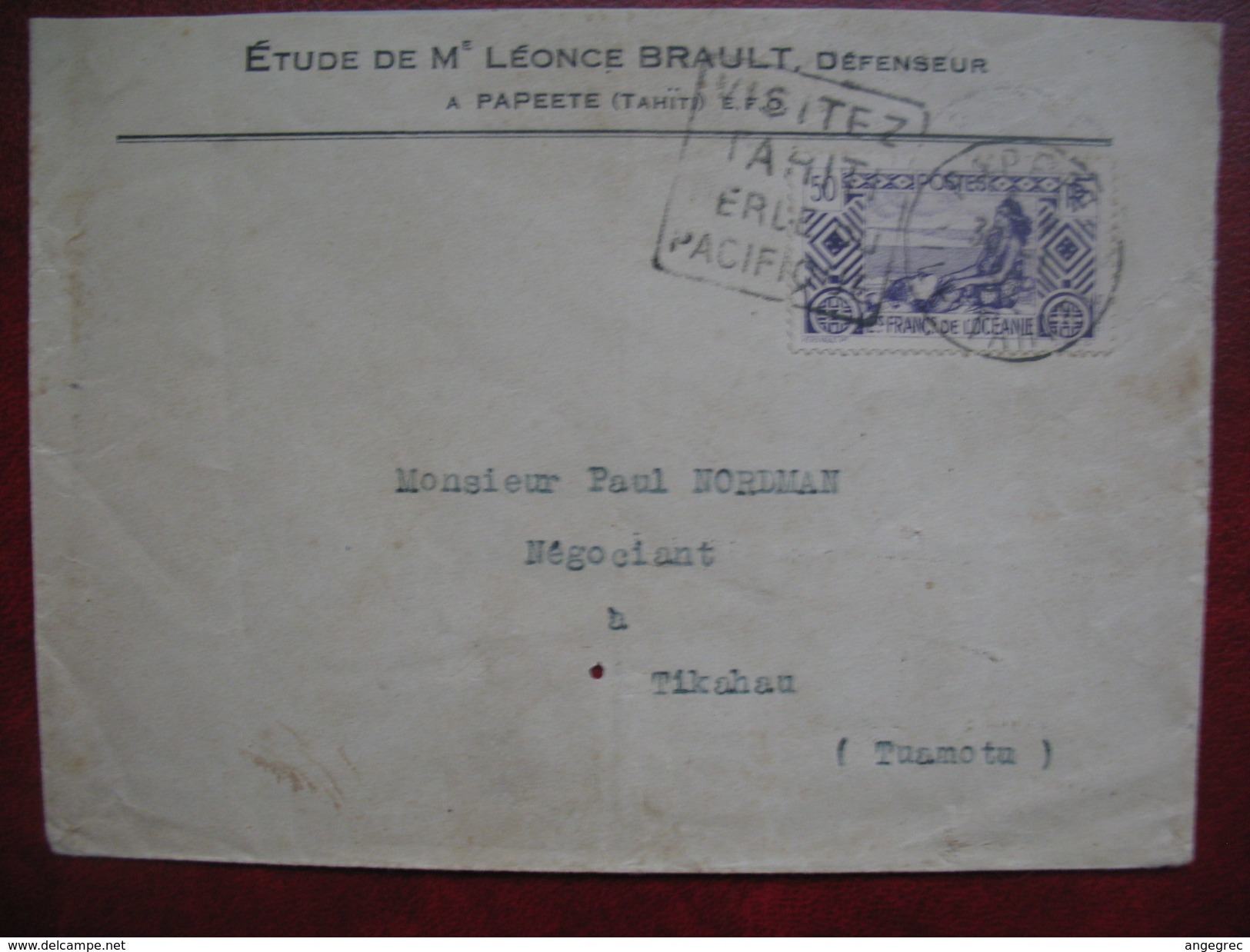 Lettre A En-Tete Oceanie Papeete Daguin Tahiti Pour Tikahau - Lettres & Documents