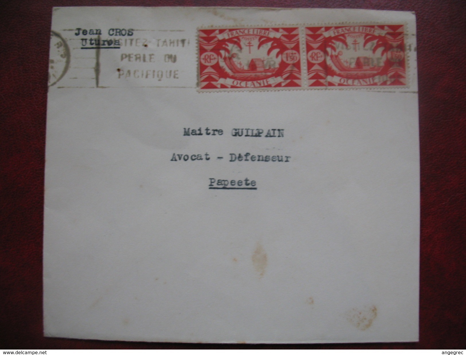 Lettre Oceanie Papeete  Pour Papeete Mécanique Tahiti Perle Du Pacifique - Cartas & Documentos