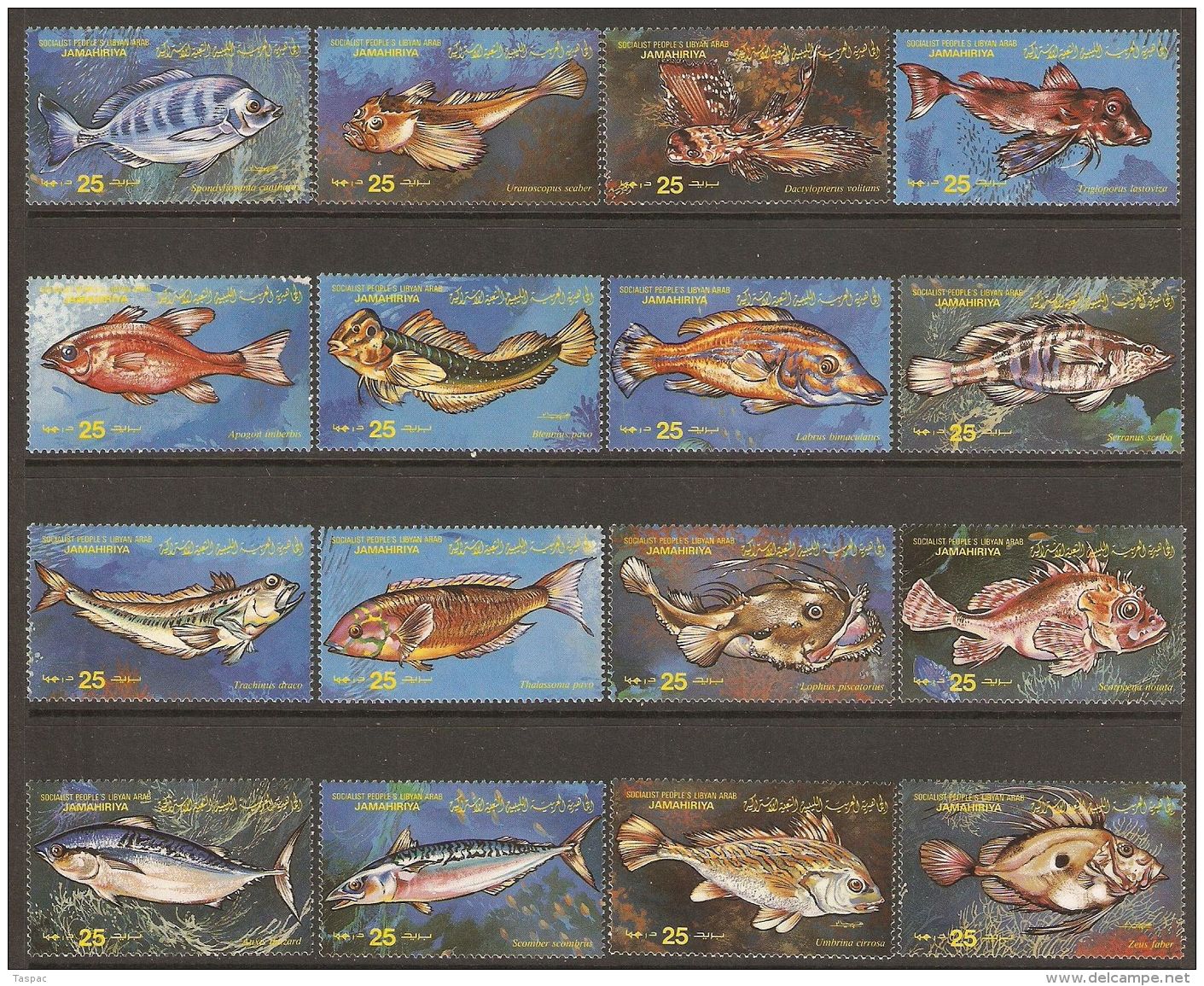 1983 Mi# 1138-1153 ** MNH - Fishes - Libyen