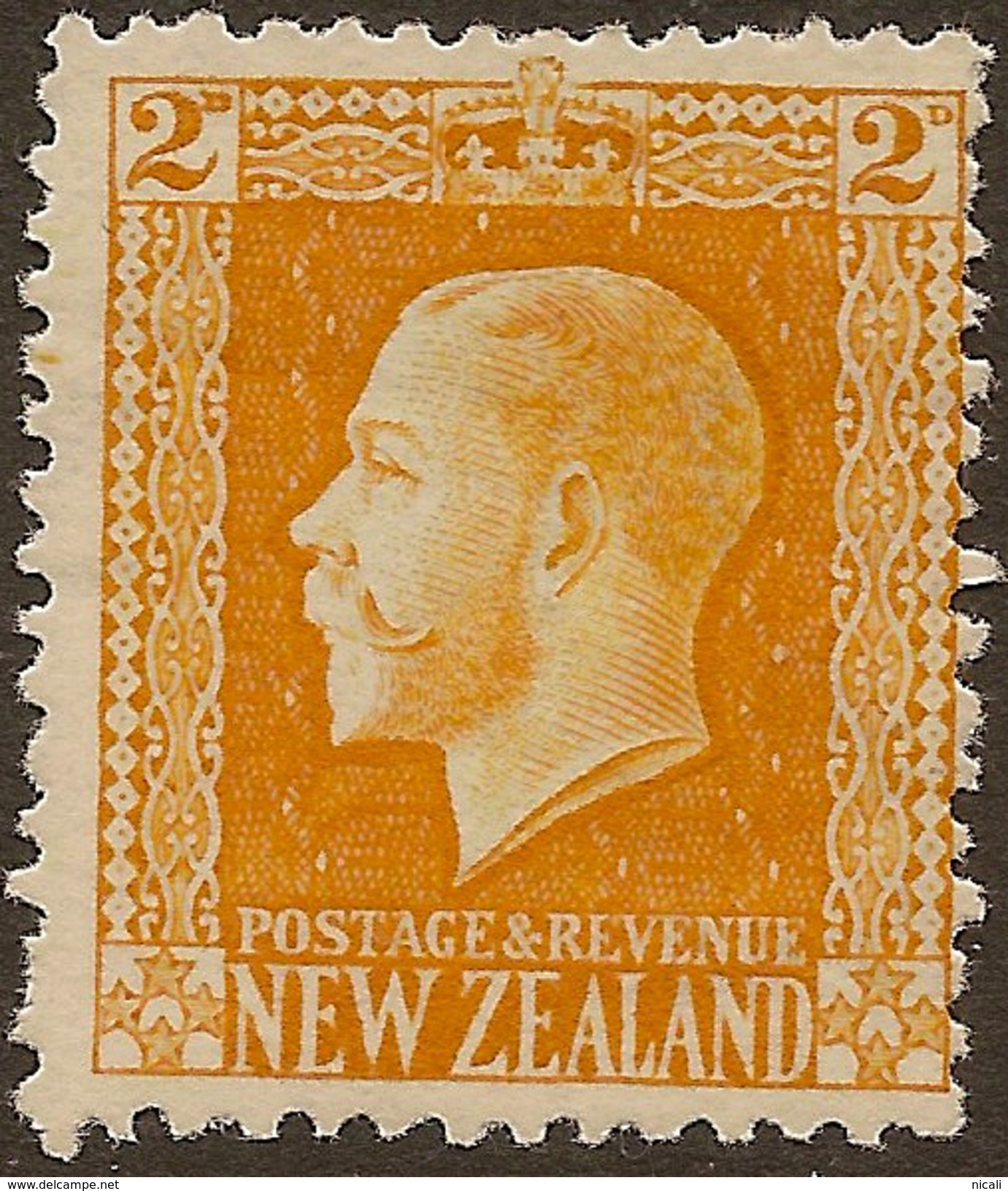 NZ 1915 2d Yellow KGV P14x14.5 SG 418a HM #YS333 - Unused Stamps