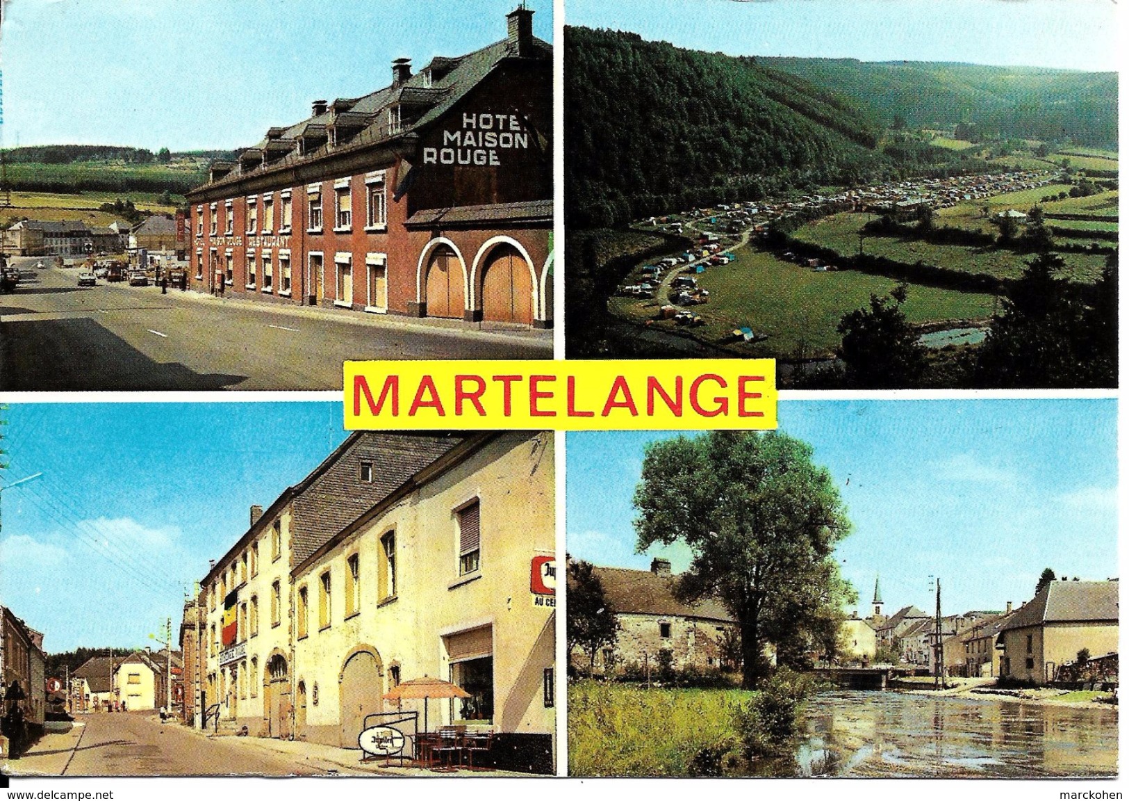 MARTELANGE (6630) : CPSM Multivues (4 Vues : Hôtel Maison Rouge, Camping Eau Vive, Grand Rue, Vue Depuis Le Moulin). - Martelange