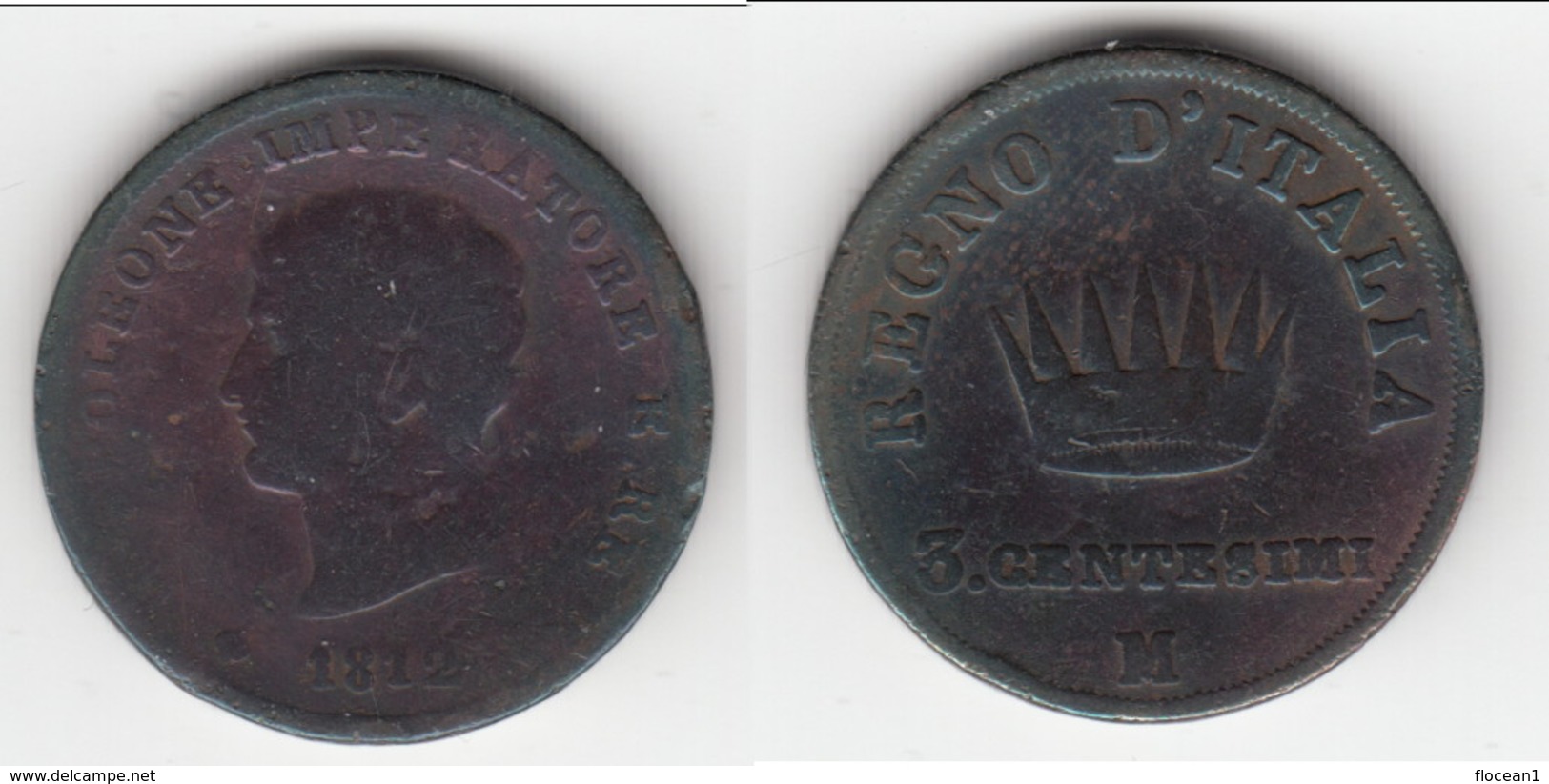 **** ITALIE - ITALIA - 3 CENTESIMI 1812 M NAPOLEONE IMPERATORE **** EN ACHAT IMMEDIAT - Napoleonic