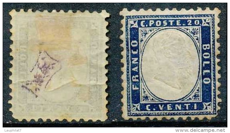 Italie 1862, N° 3, 20c Bleu, Cachet Bizarre Au Dos - Gebraucht