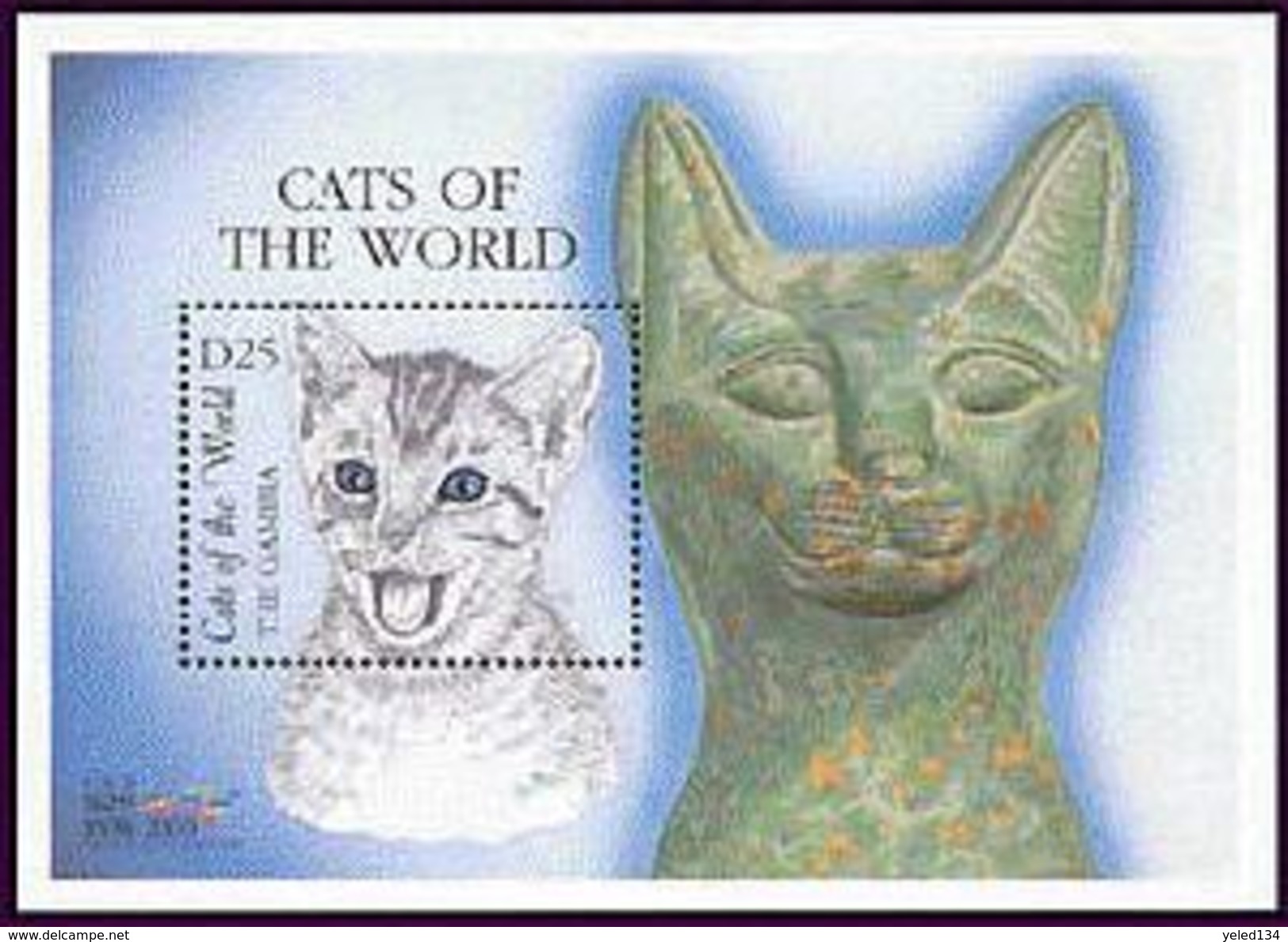 MINT NEVER HINGED SOUVENIR  SHEET OF CATS     ( GAMBIA   SC  2289 - Raubkatzen