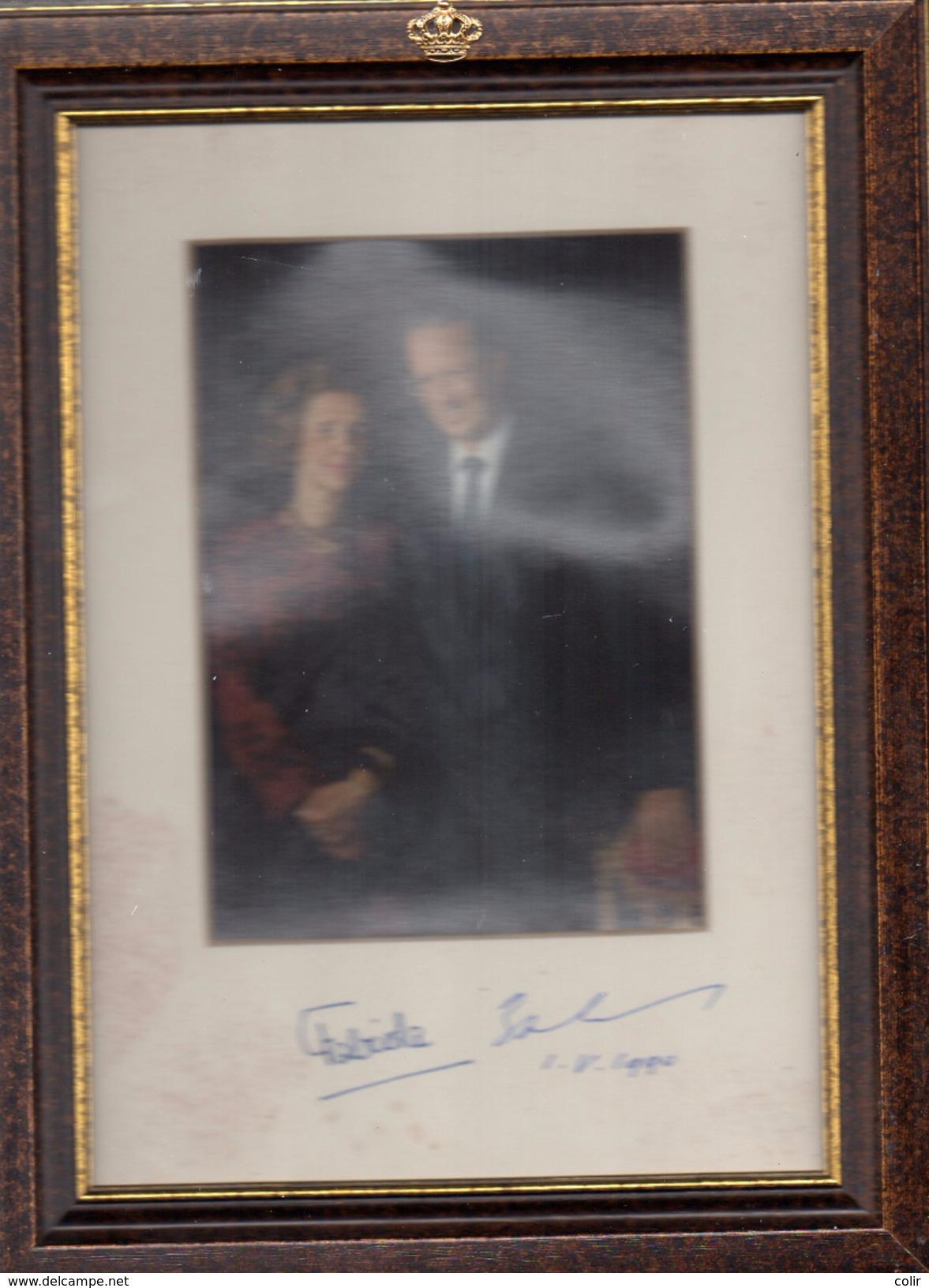 Baudoin & Fabiola, 1990, Photo Encadrée, Signée, Datée,cadre Officiel De La Cour De Belgique - Autres & Non Classés