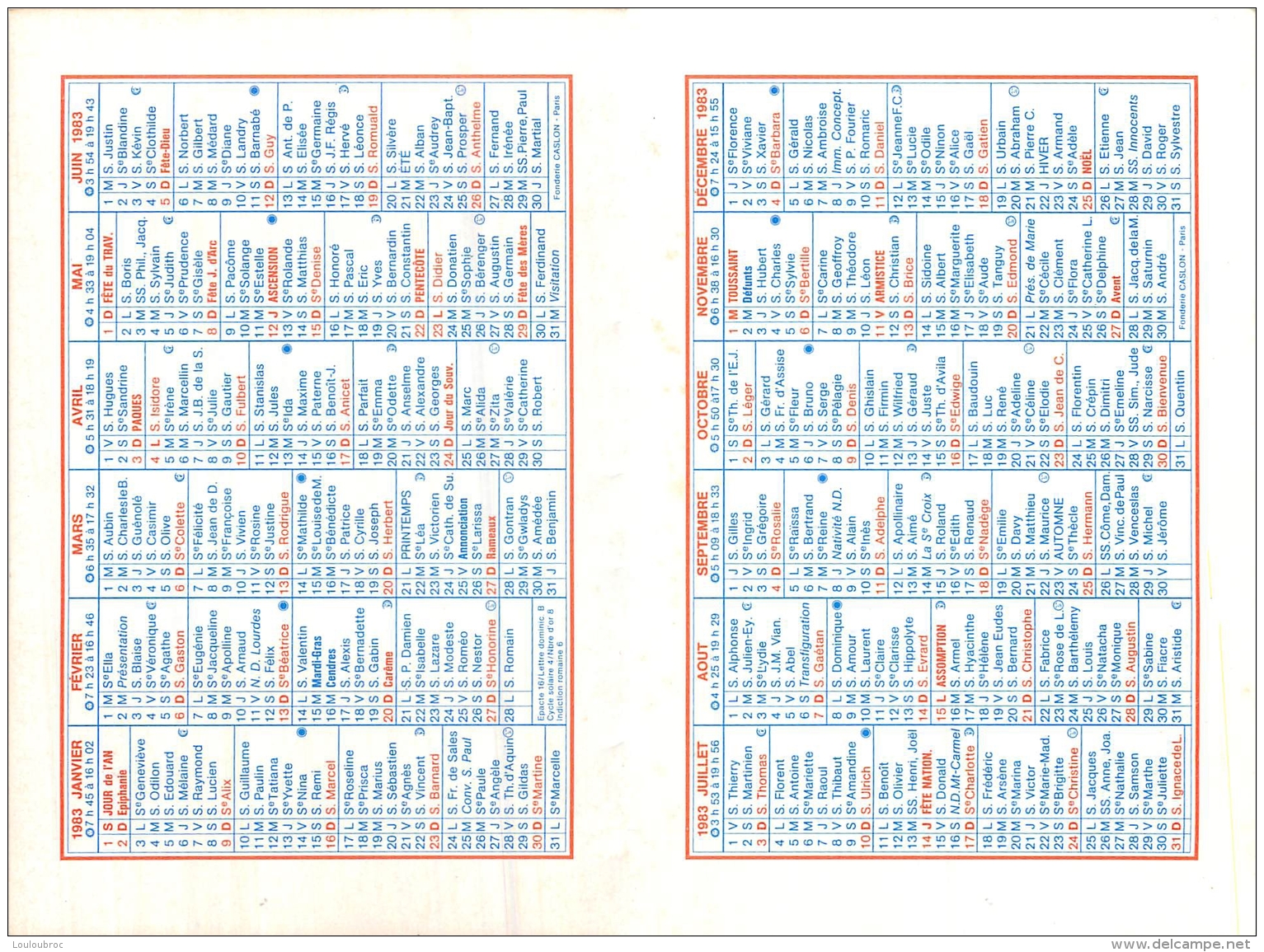 CALENDRIER PETIT FORMAT 1983 CAISSE D'EPARGNE DE CASTRES - Petit Format : 1981-90