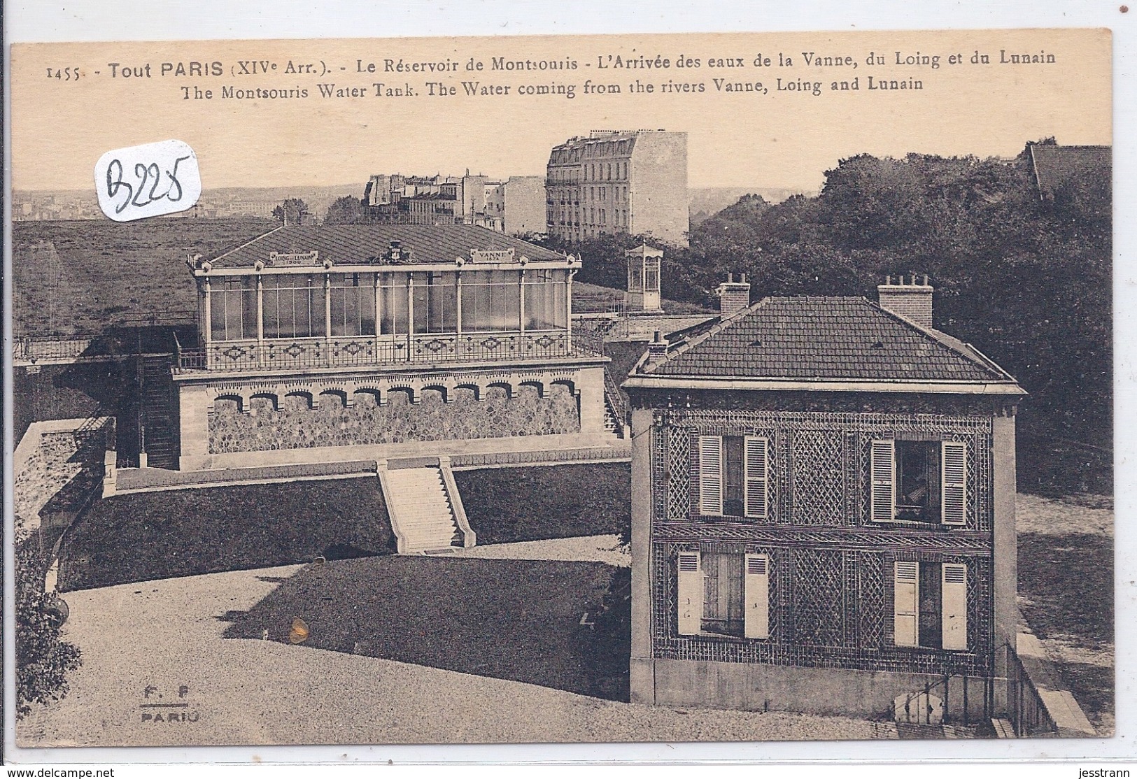 PARIS XIV-- TOUT PARIS  1455- F F-- LE RESERVOIR DE MONTSOURIS-- ARRIVEE DES EAUX DE LA VANNE- DU LUNAIN -ET DU LOING - Arrondissement: 14