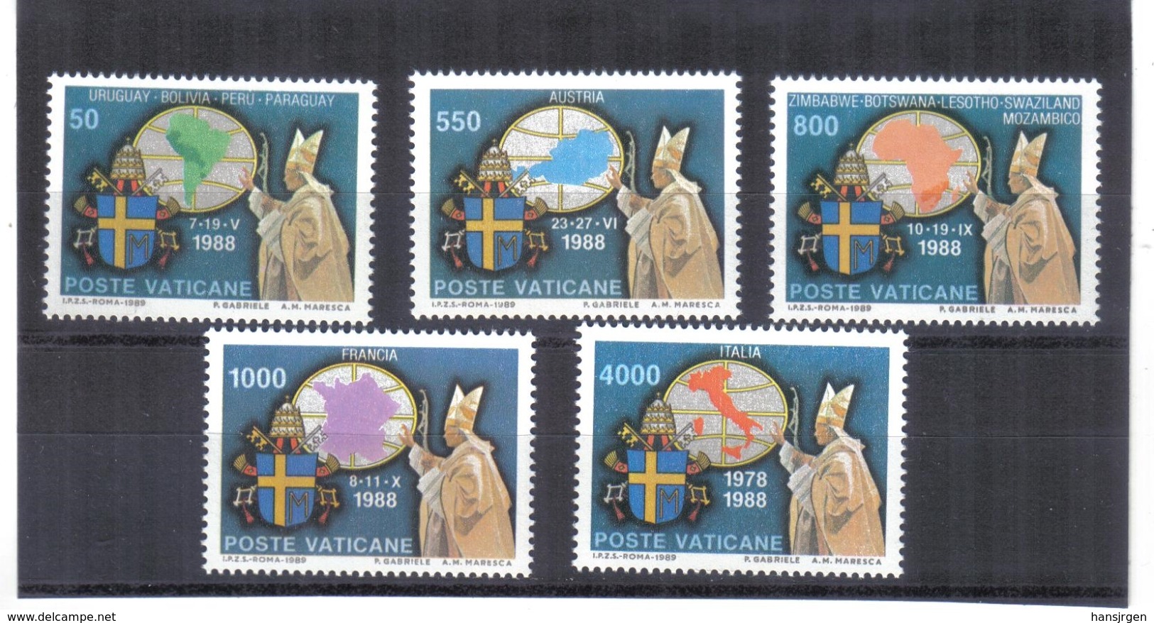 XAX86 VATICAN 1989  MICHL 988/92 ** Postfrischer SATZ Siehe ABBILDUNG - Ungebraucht