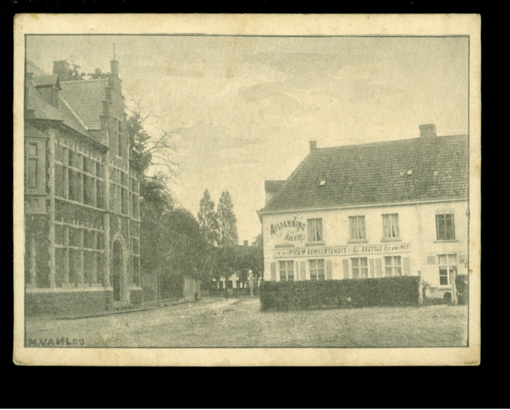 Carte De Visite  Evergem  Gustaaf Baetslé  Afspanning " Het Nieuw Gemeentehuis "   10,5 X 8 Cm - Cartes De Visite